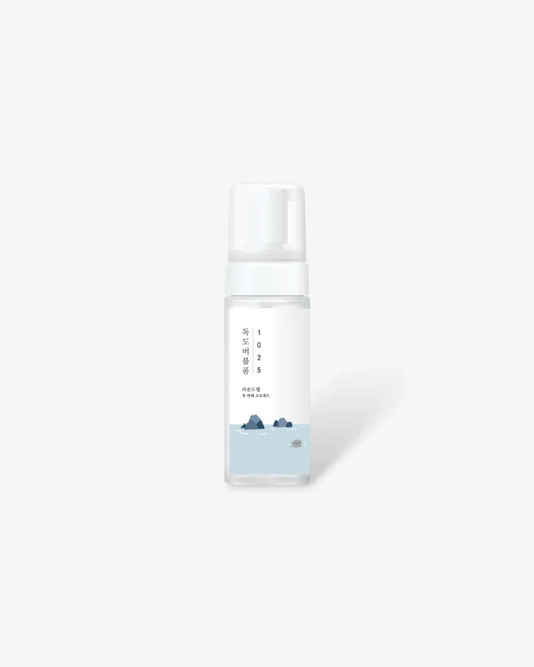 1025 Dokdo Bubble Foam 150ml clear skincare bottle with blue ocean rock design