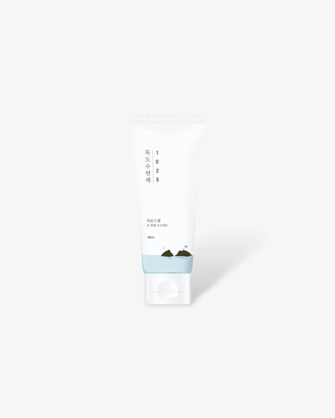 1025 Dokdo Sleeping Pack 100ml tube with minimalist white and blue design on white background
