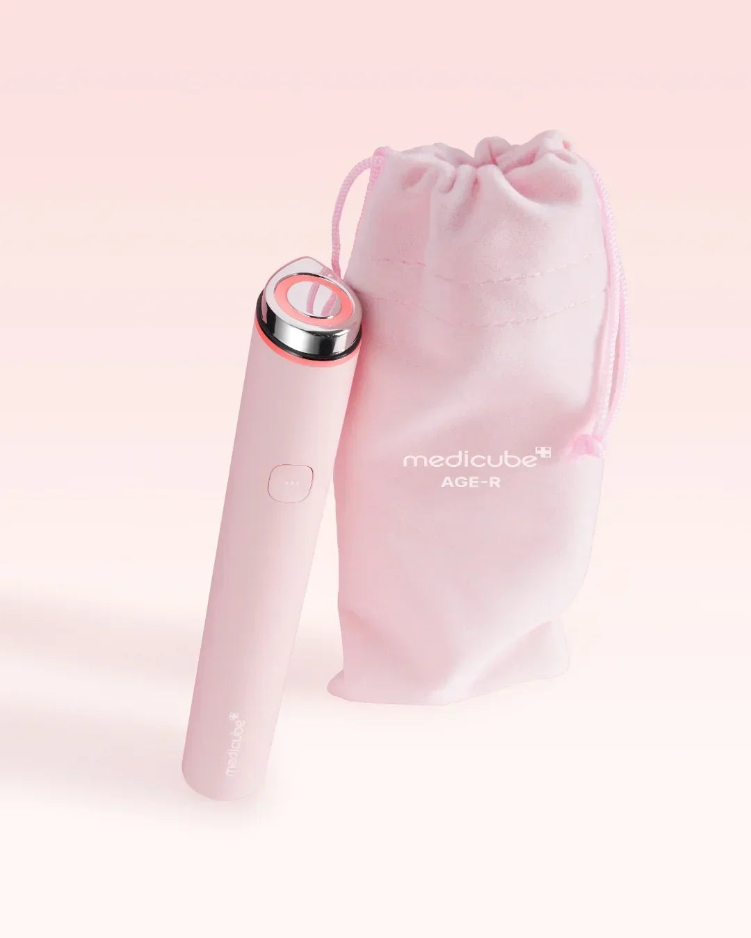 Medikube AGE-R Booster Pro Mini in pink with matching pouch, Korean beauty skincare tool
