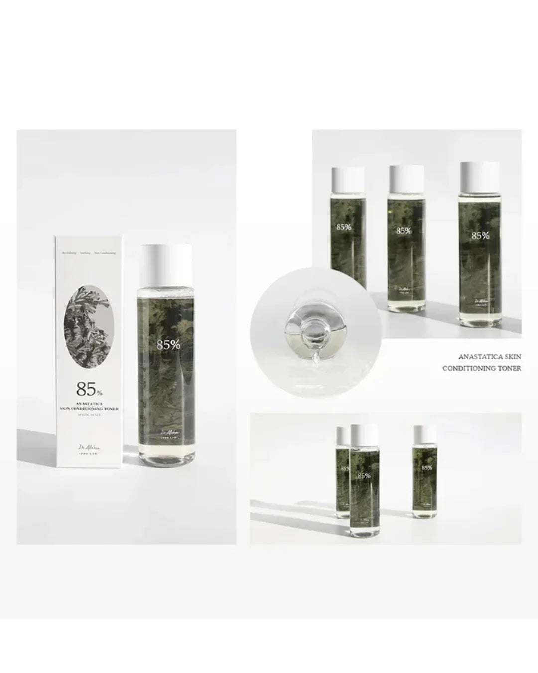 Anastatica Skin Conditioning Toner bottle and packaging with 85% natural extract on white background