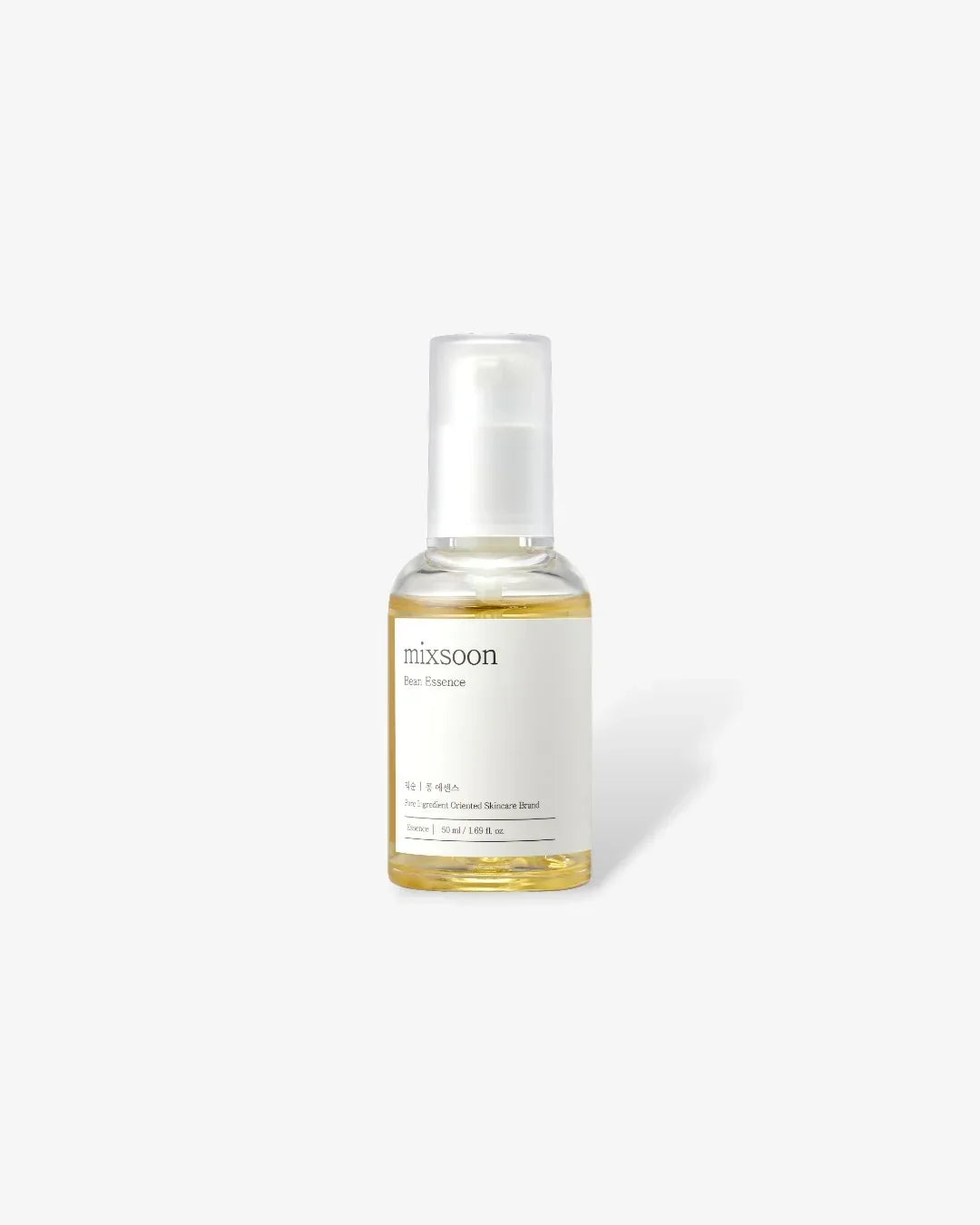 Mixsoon Bean Essence 50ml skincare serum bottle with white label and pump on white background