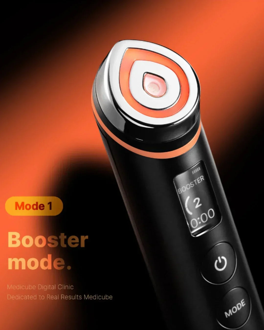 Korean beauty device Age-R Booster Pro EX with digital display in booster mode, Malkn UK lifestyle platform