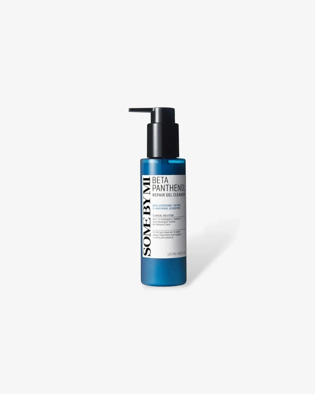 Some By Mi Beta Panthenol Repair Gel Cleanser blue pump bottle on white background