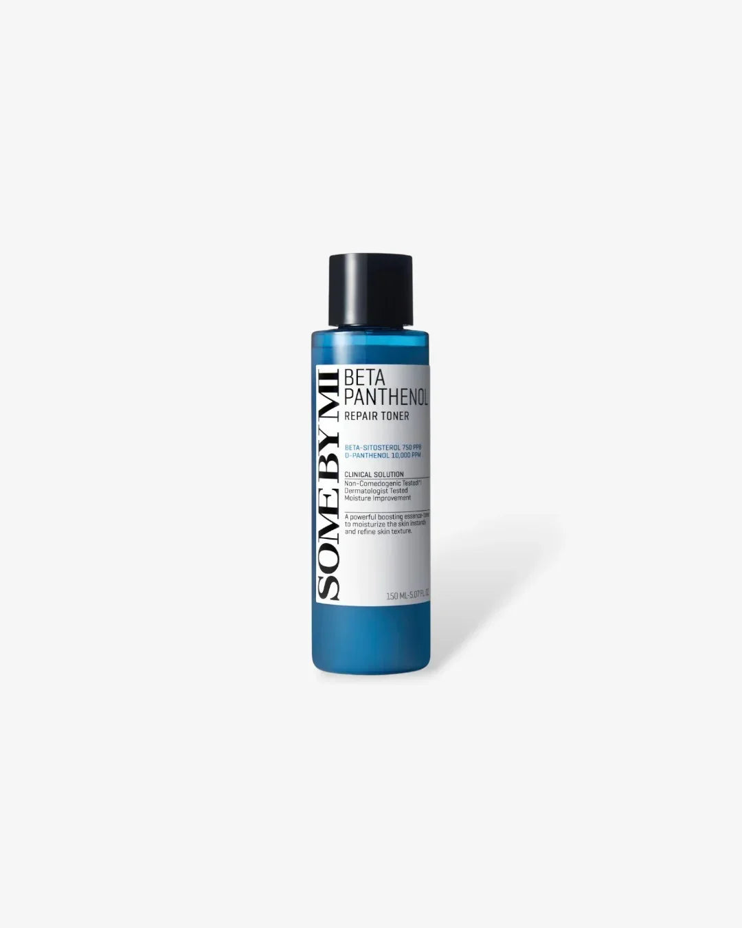Blue bottle of SOME BY MI Beta Panthenol Repair Toner 150ml on white background