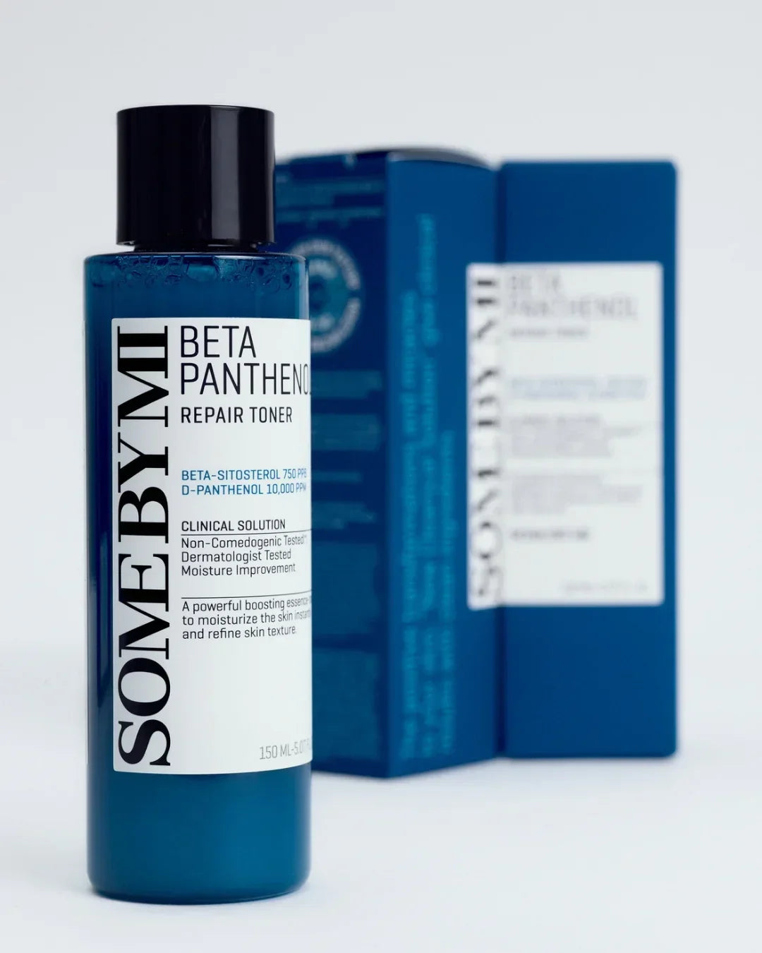 Some By Mi Beta Panthenol Repair Toner in blue bottle with black cap and box in background