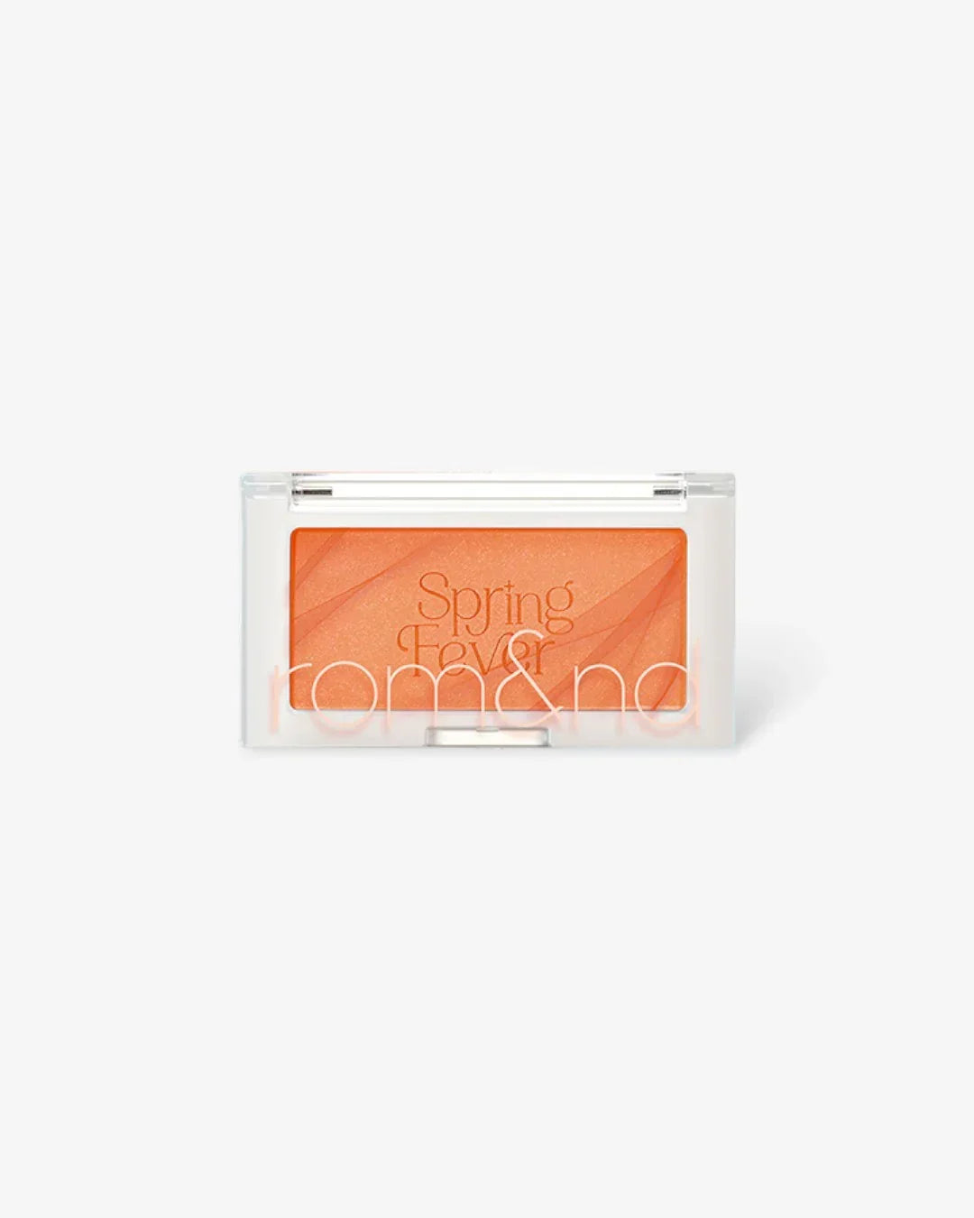 Romand Spring Fever Mango Chip orange blush compact with transparent lid on white background
