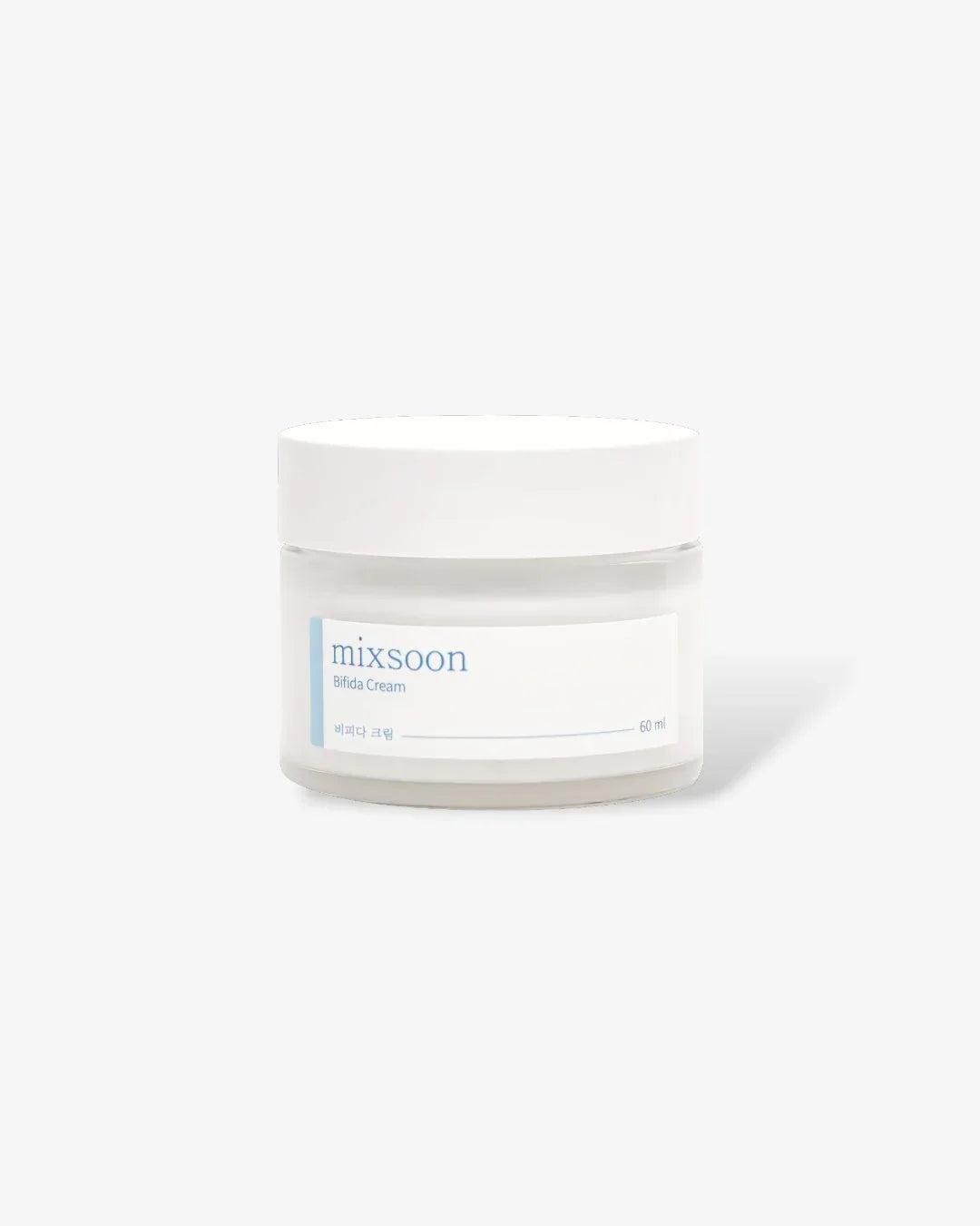 Mixsoon Bifida Cream 60ml in a white jar with minimalist label on a white background
