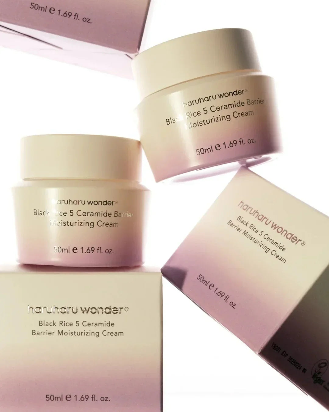 HaruHaru Wonder Black Rice 5 Ceramide Barrier Moisturizing Cream jars and packaging, 50ml size