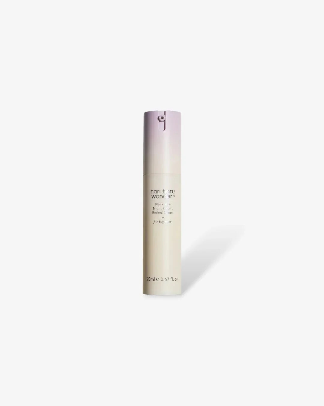 Haruharu Wonder Black Rice Night Knight Retinol Serum 20ml bottle with gradient white to pink cap on white background