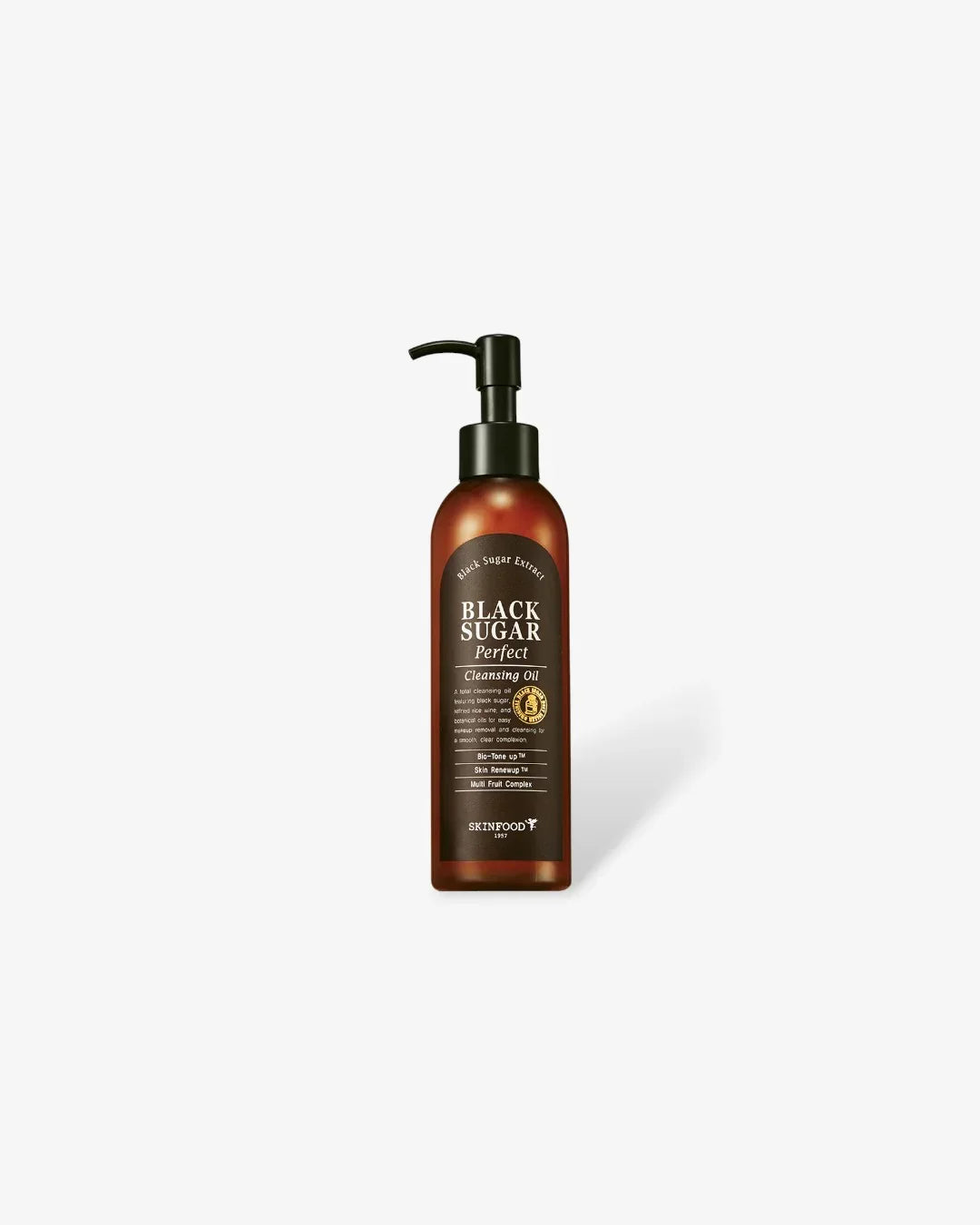 Black Sugar Perfect Cleansing Oil 200ml brown pump bottle on white background