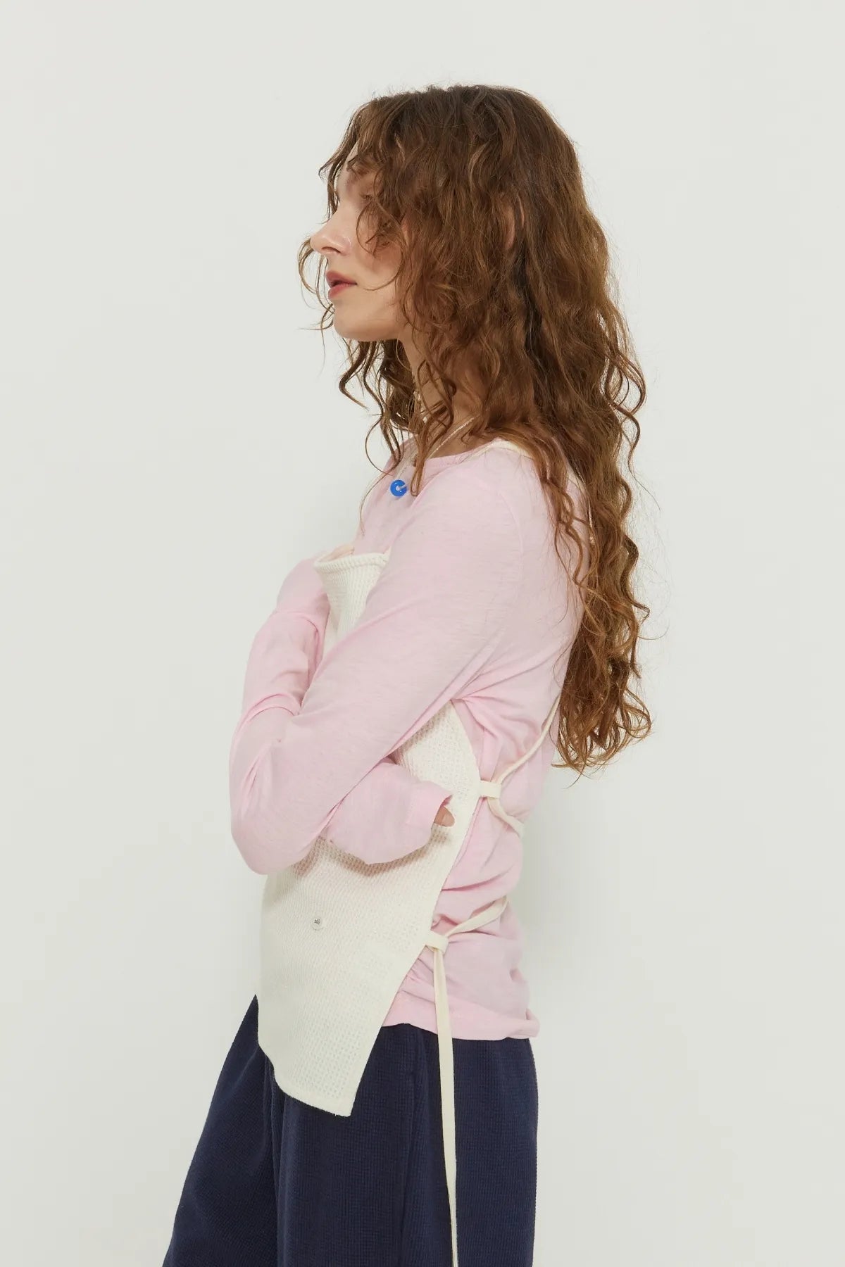 Boat Neck Cotton Shirring Tee
