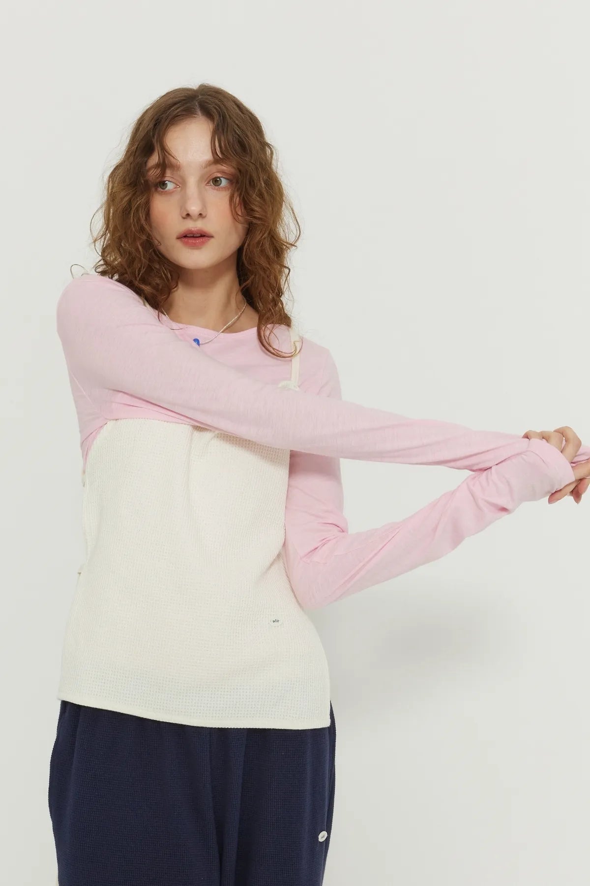 Boat Neck Cotton Shirring Tee