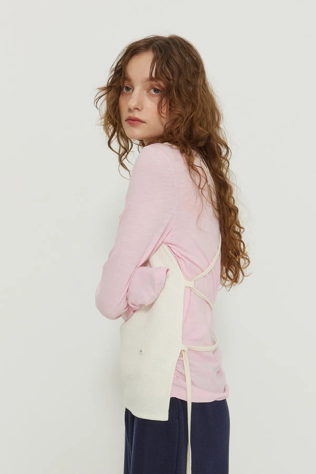 Boat Neck Cotton Shirring Tee