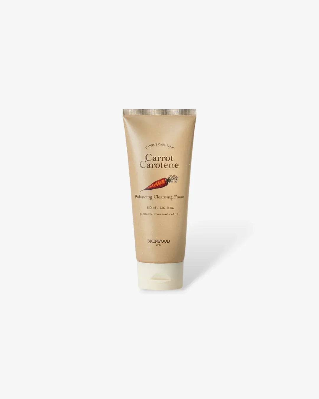 Skinfood Carrot Carotene Balancing Cleansing Foam 150ml tube with carrot illustration
