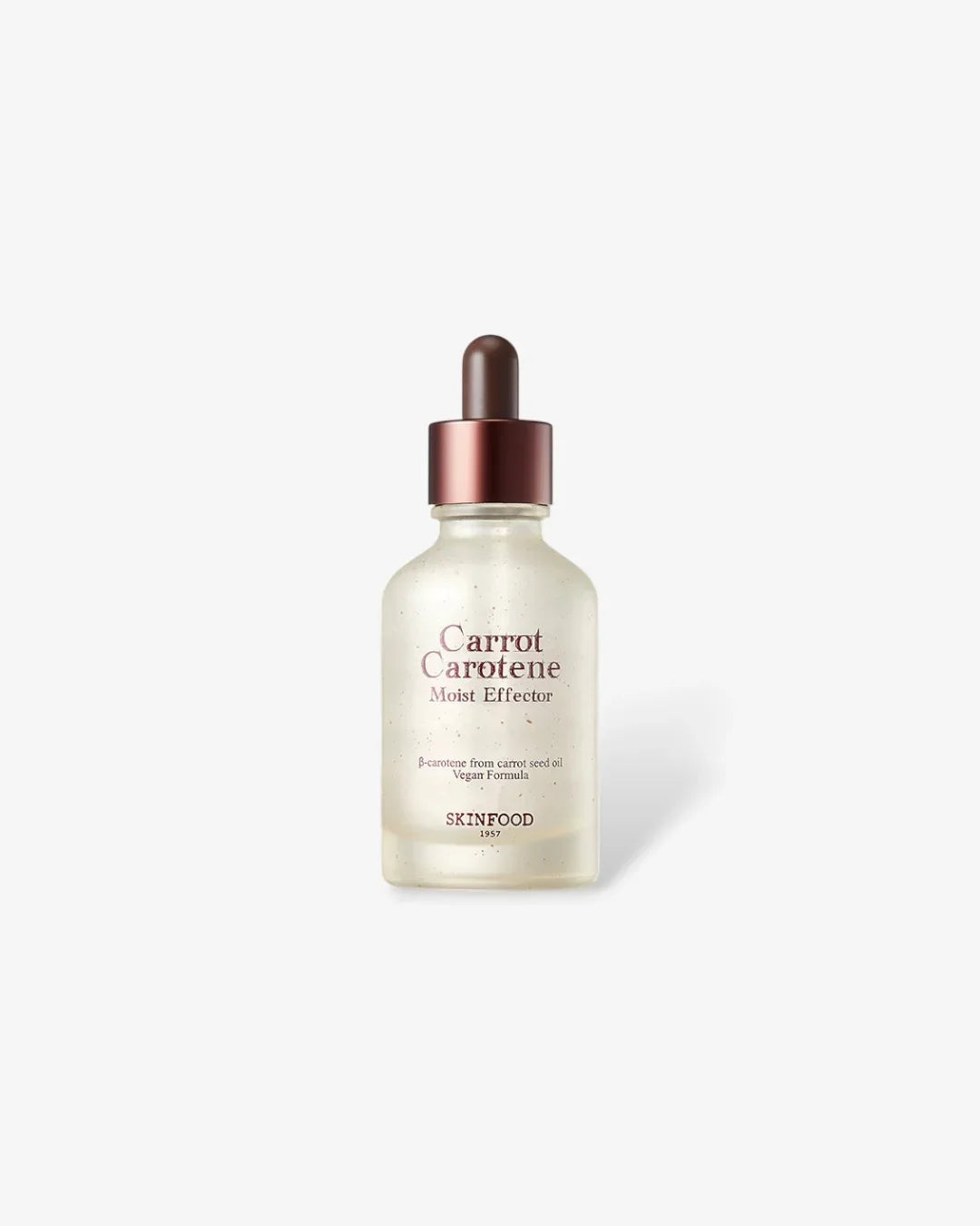 Skinfood Carrot Carotene Moist Effector serum bottle with dropper on white background