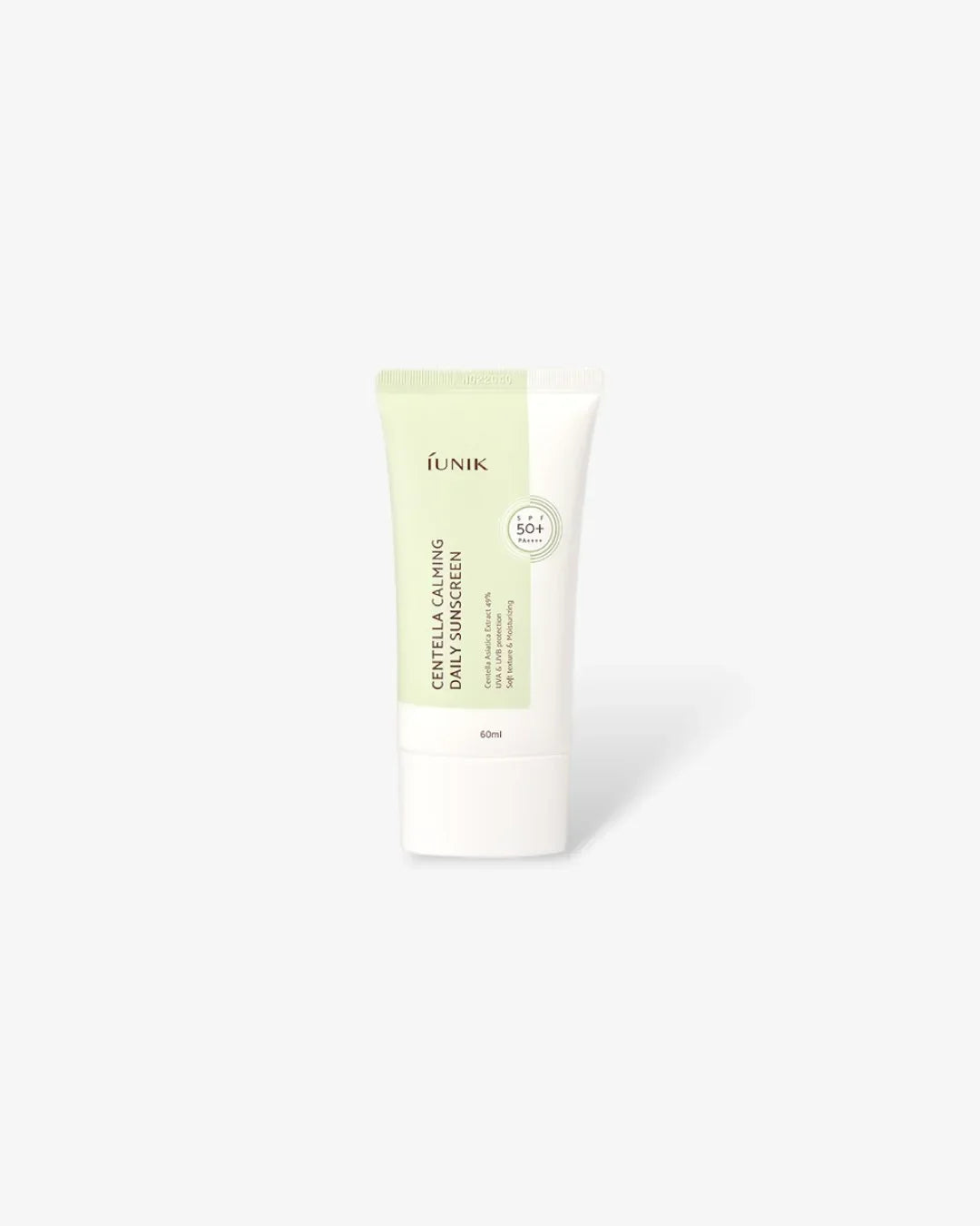 IUNIK Centella Calming Daily Sunscreen SPF 50+ PA++++ 60ml tube on white background
