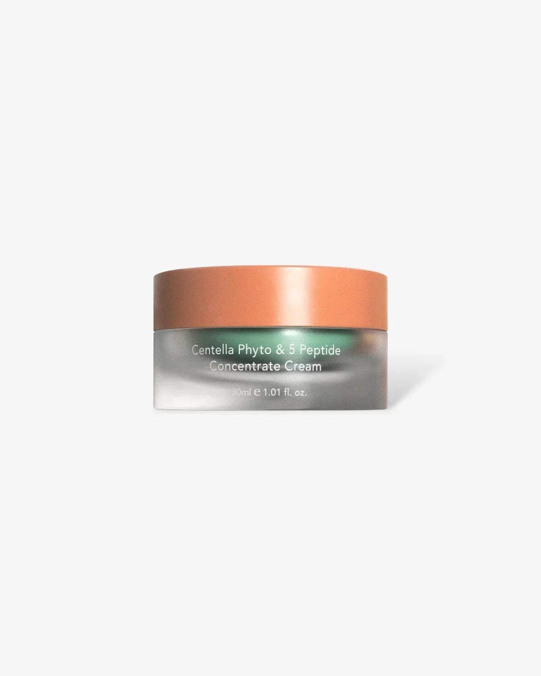 Glass jar of Centella Phyto & 5 Peptide Concentrate Cream with orange lid on white background