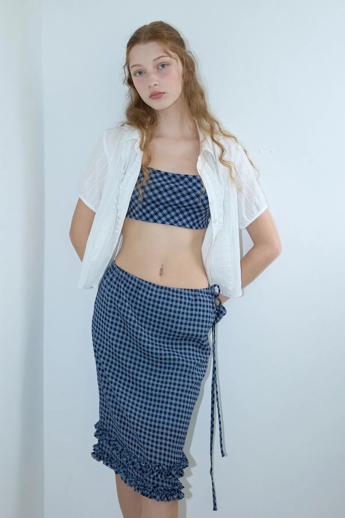 Check Ruffle Skirt