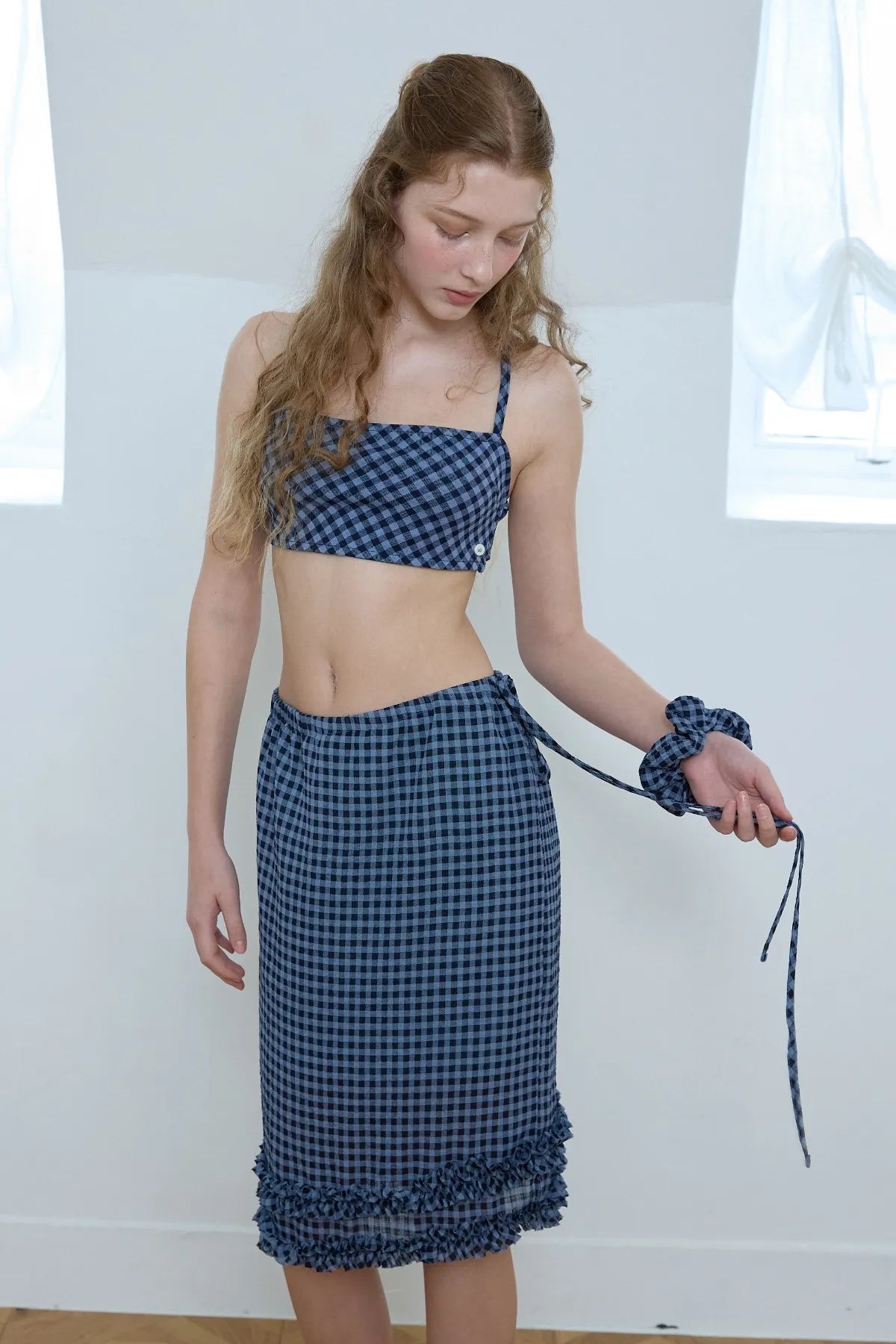 Check Ruffle Skirt