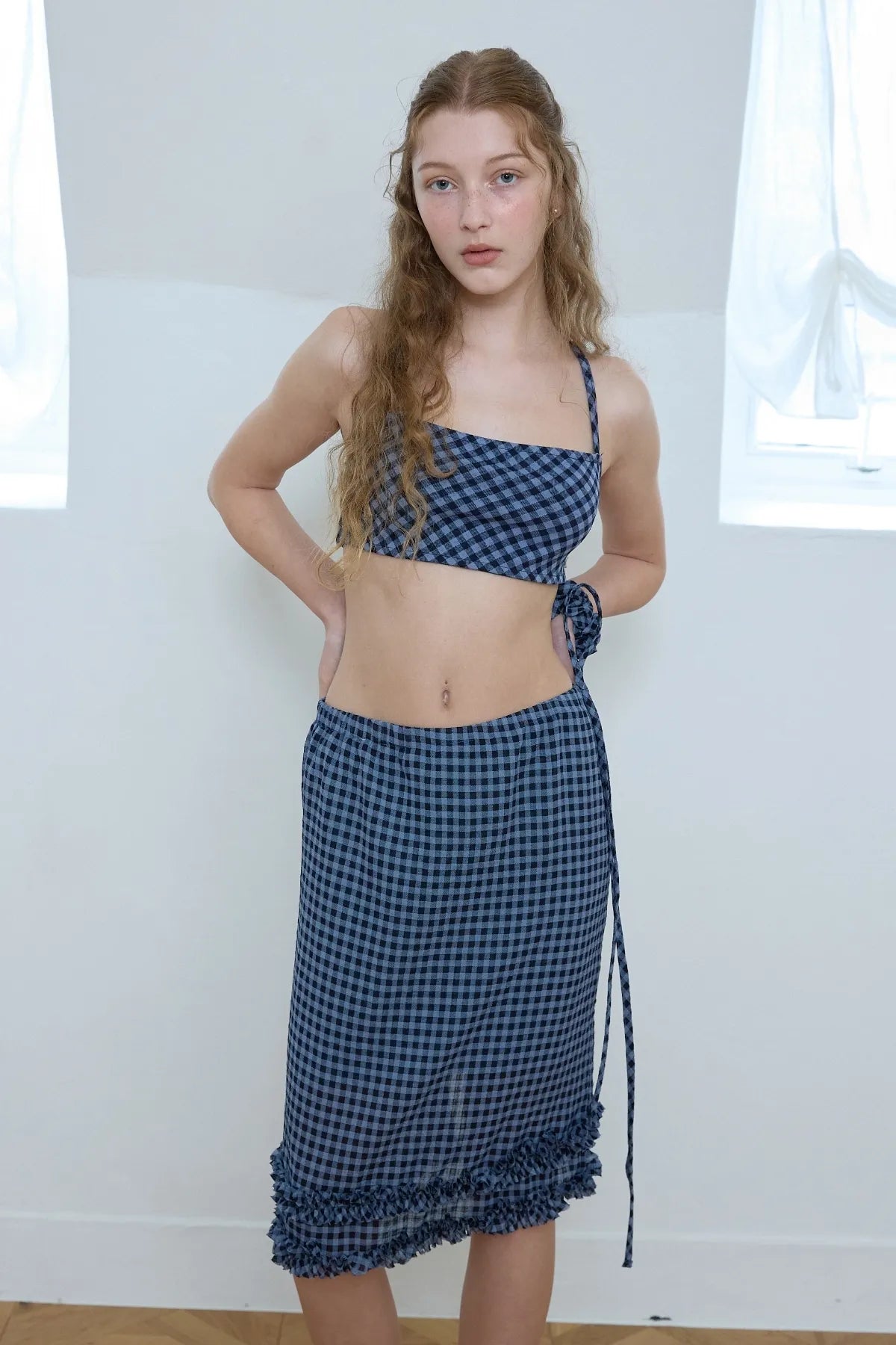 Check Ruffle Skirt