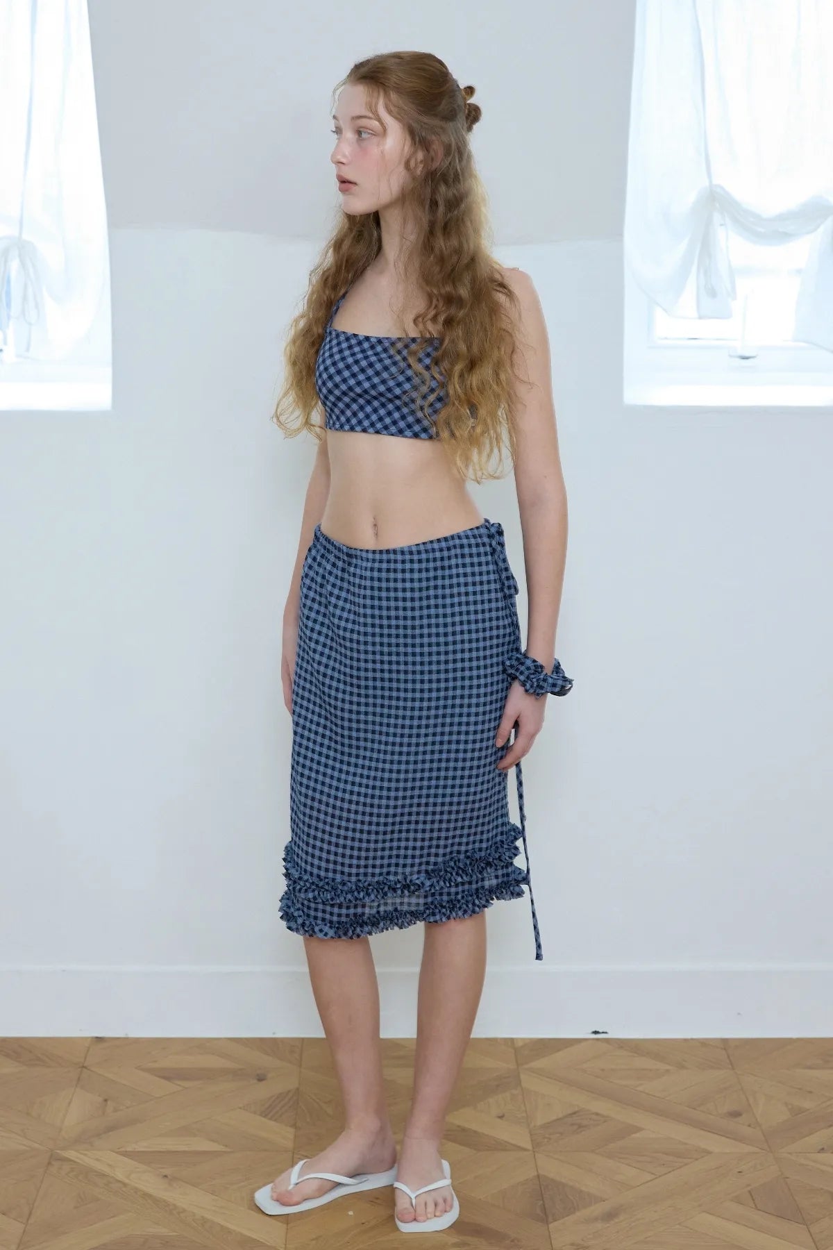 Check Ruffle Skirt
