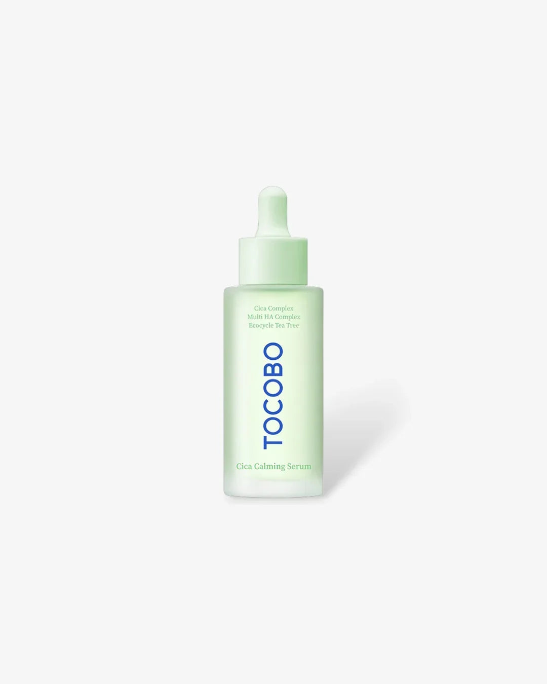 Green Tocobo Cica Calming Serum dropper bottle on white background