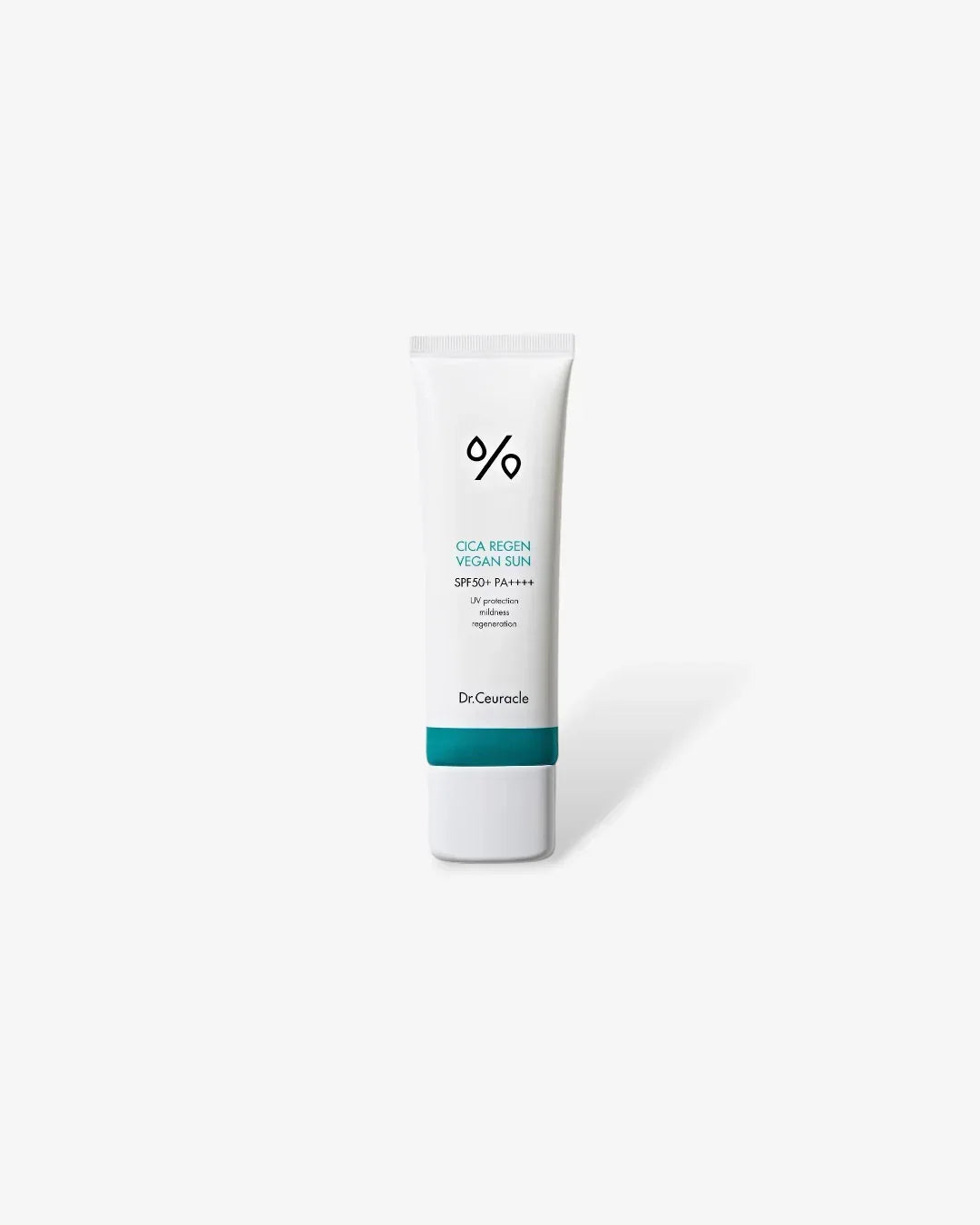 Dr. Ceuracle Cica Regen Vegan Sun SPF50+ PA++++ sunscreen tube on white background