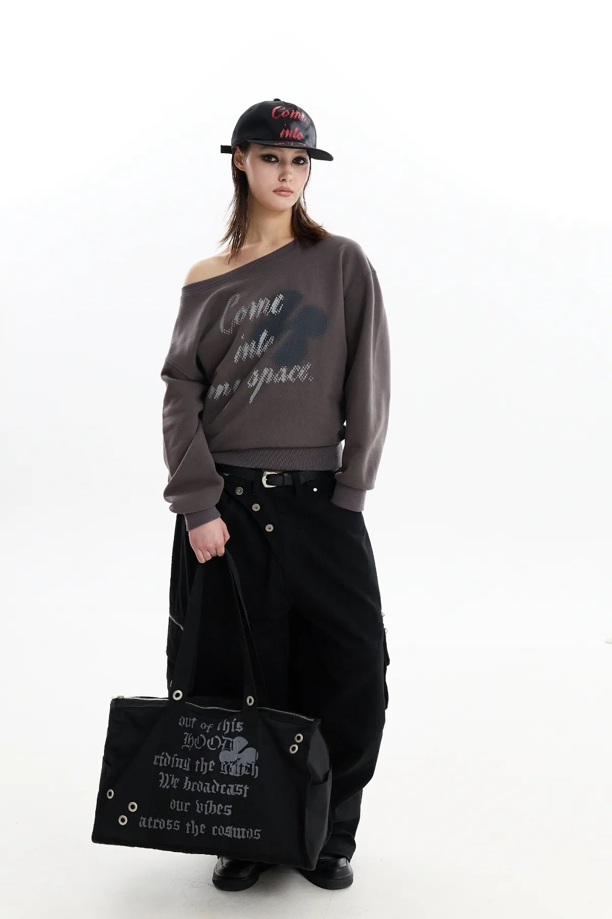 Clover Logo Off Shoulder Sweatshirt