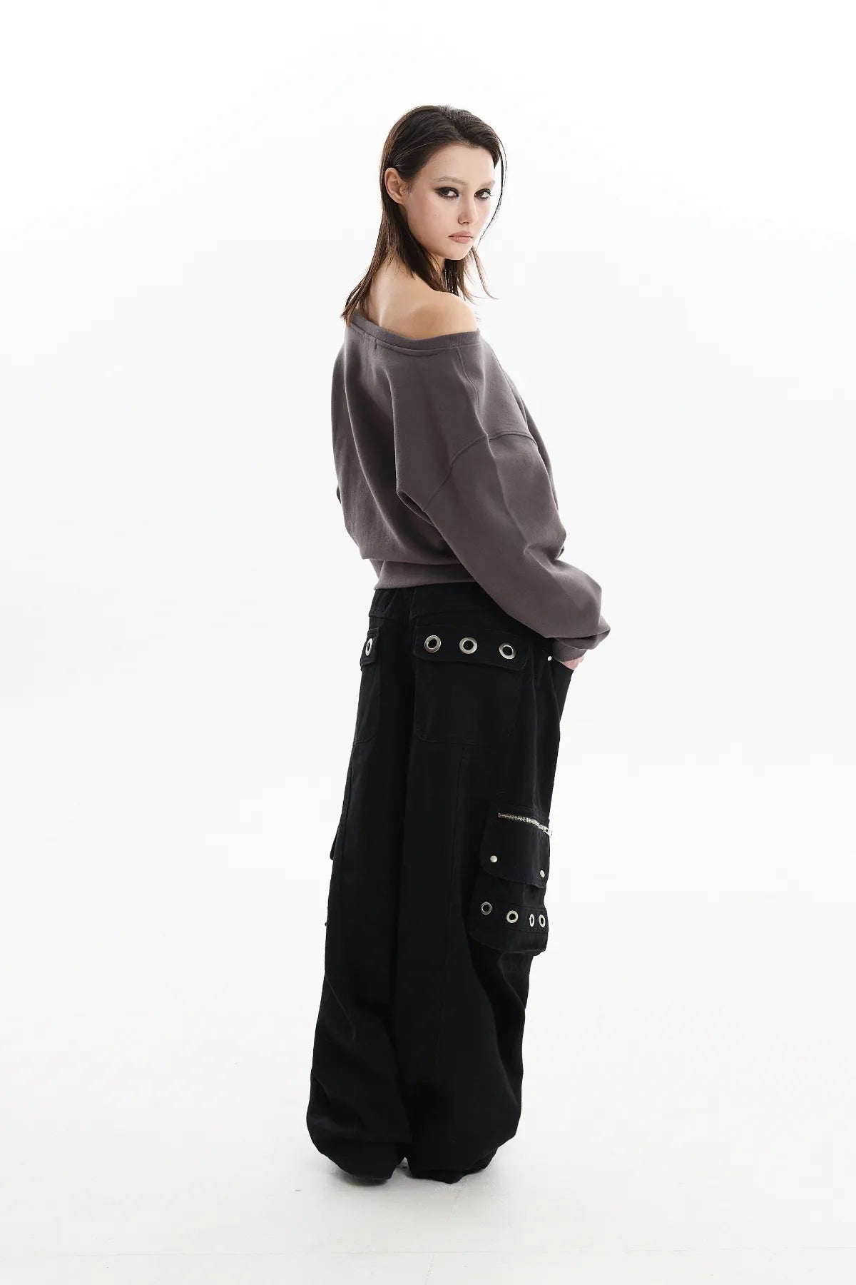 Clover Logo Off Shoulder Sweatshirt