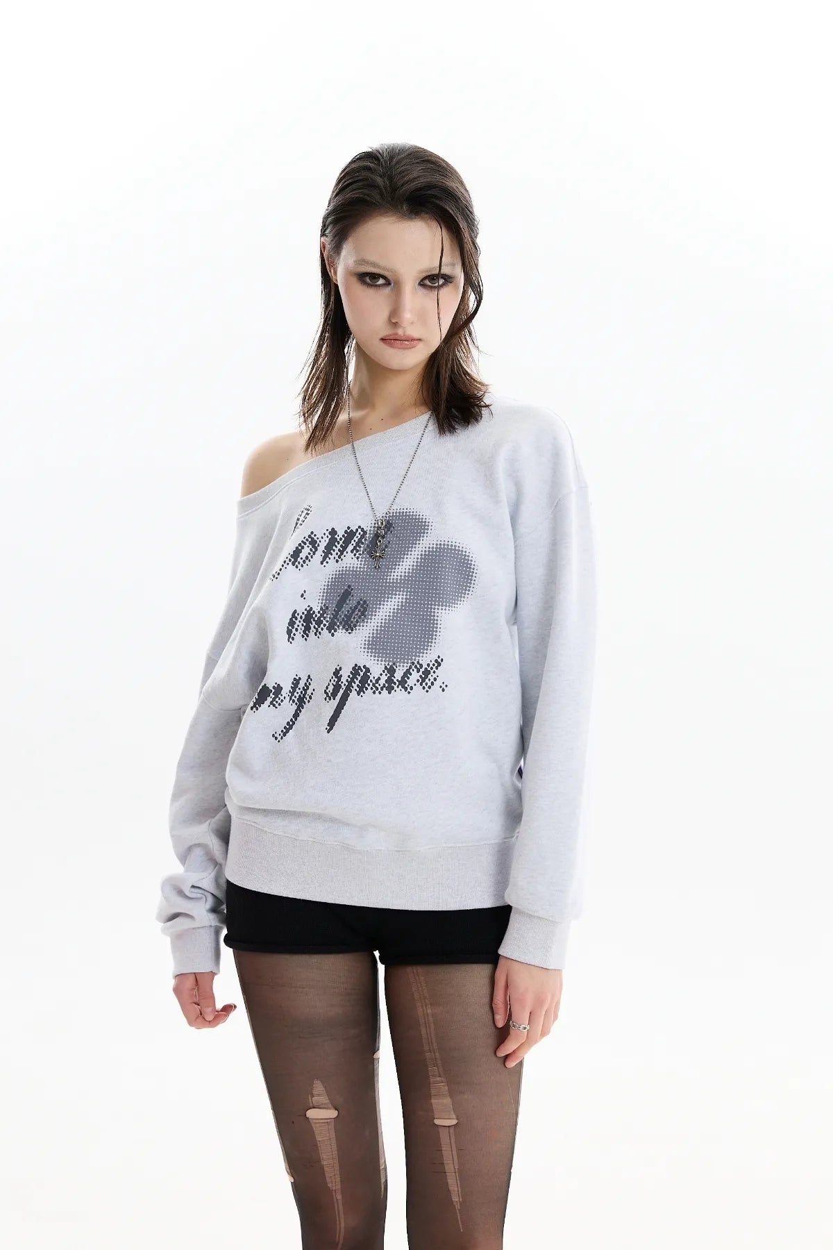 Clover Logo Off Shoulder Sweatshirt