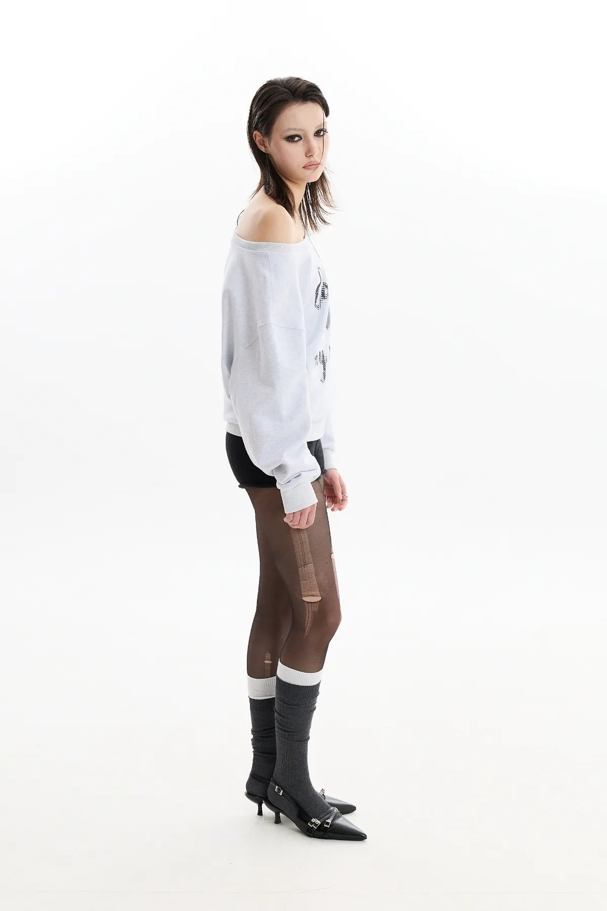 Clover Logo Off Shoulder Sweatshirt