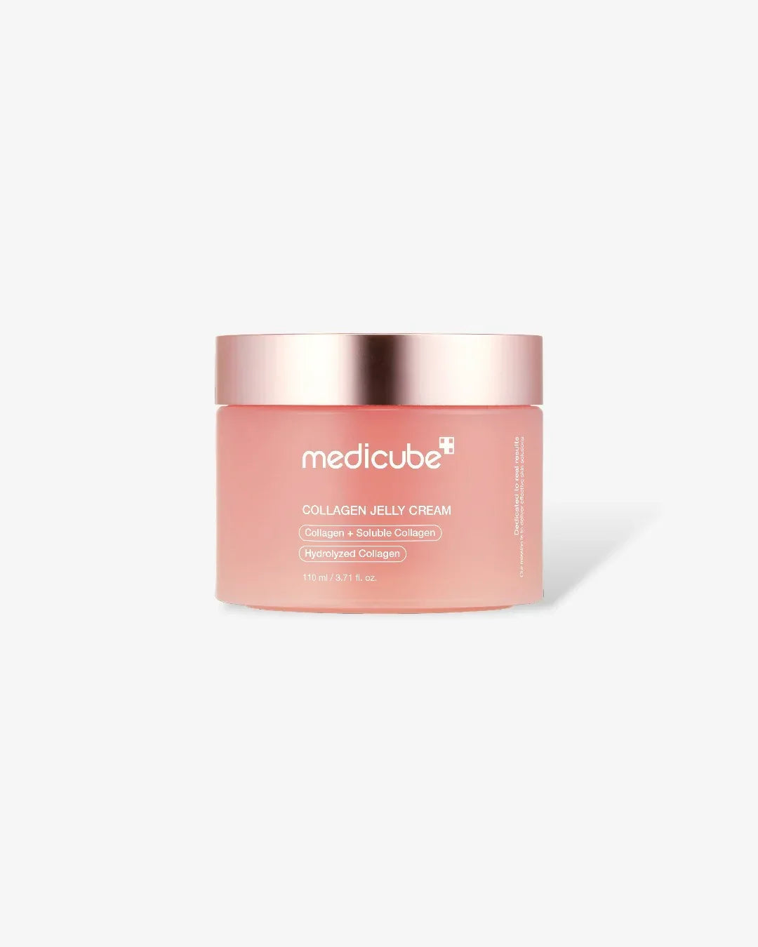 Medicube Collagen Jelly Cream 110ml with rose gold lid on white background