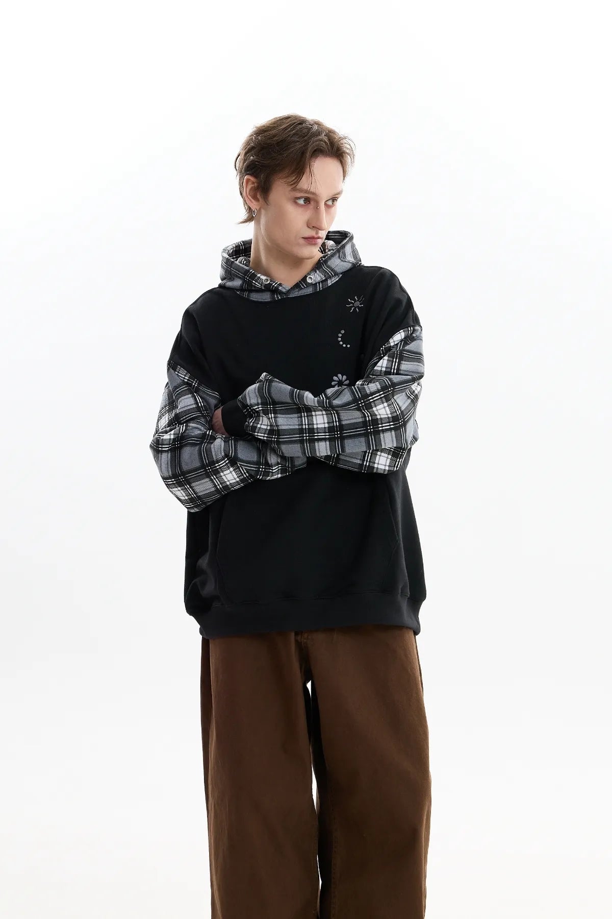 Colorblock Clover Check Hoodie