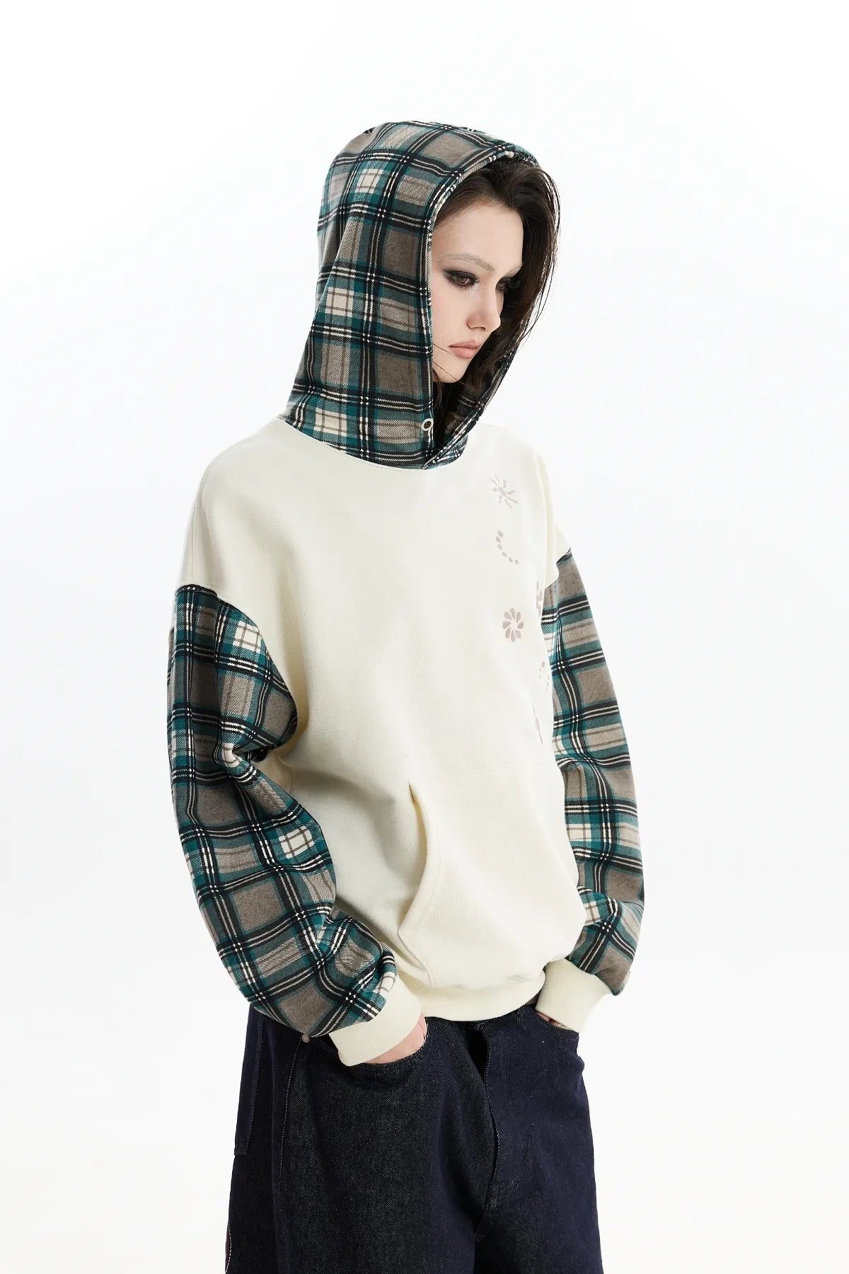 Colorblock Clover Check Hoodie
