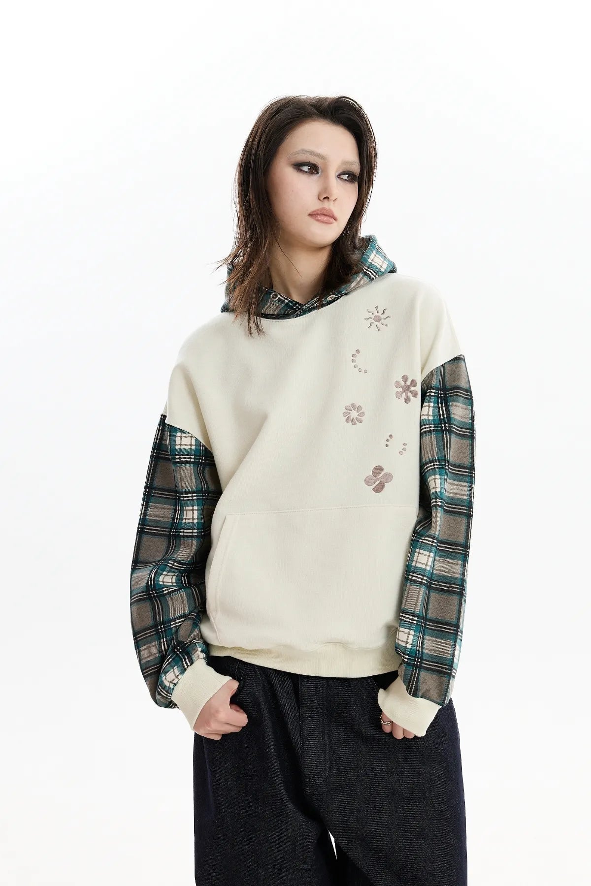 Colorblock Clover Check Hoodie