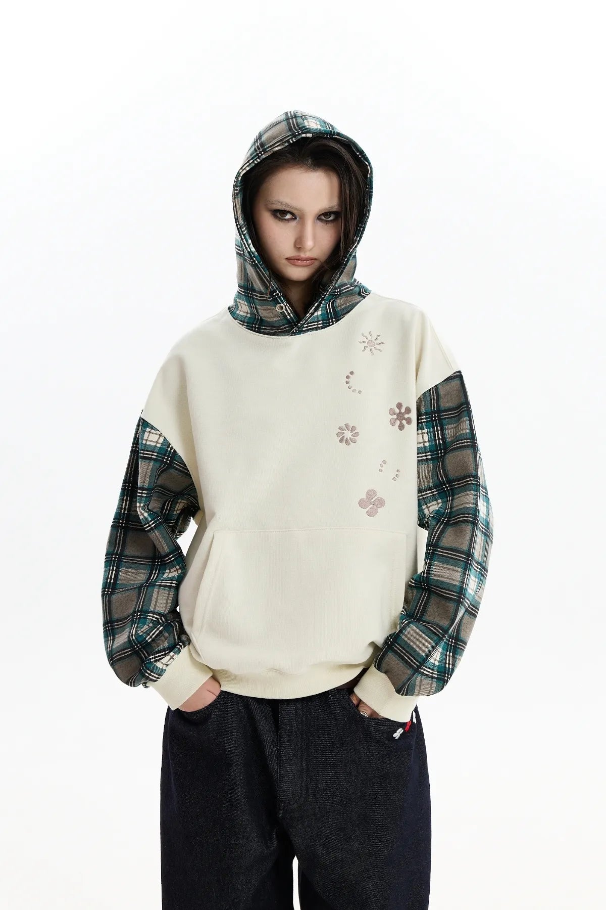 Colorblock Clover Check Hoodie