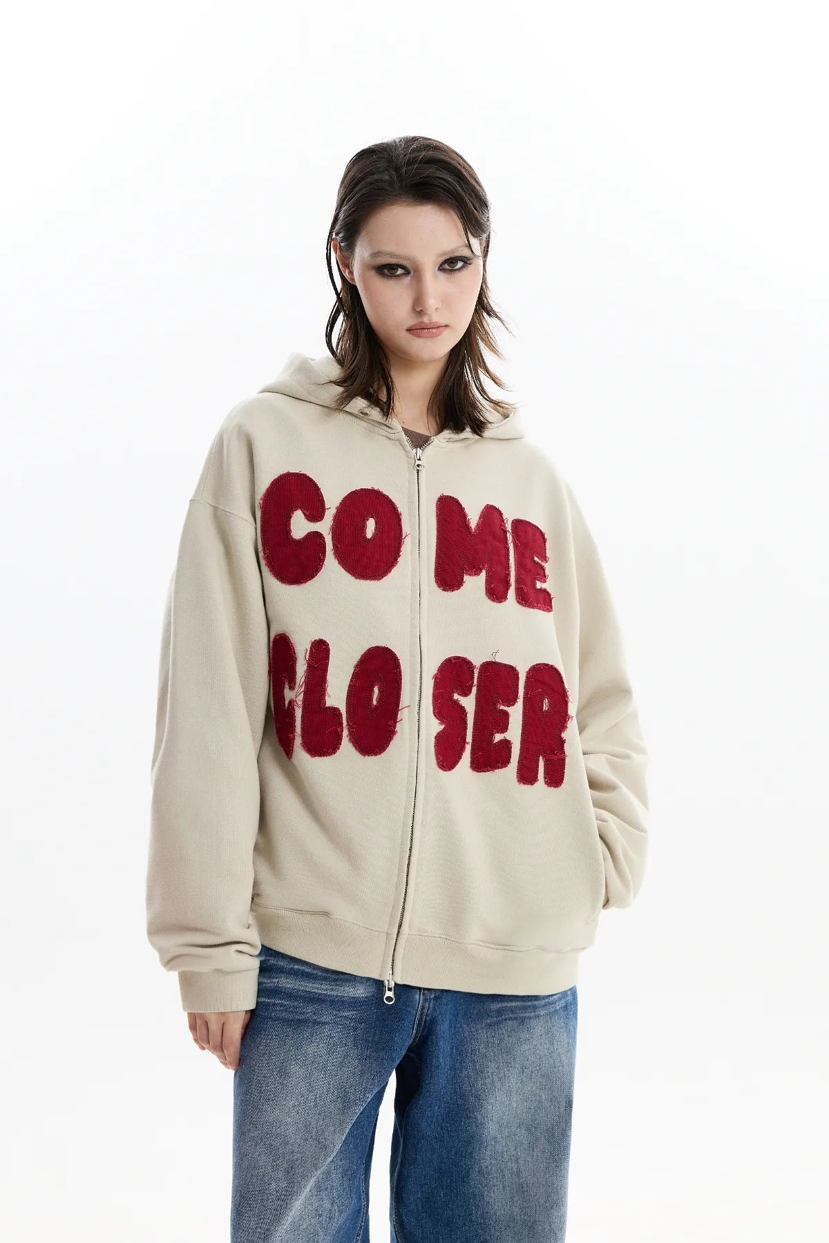 Come Closer Applique Hood Zip-Up
