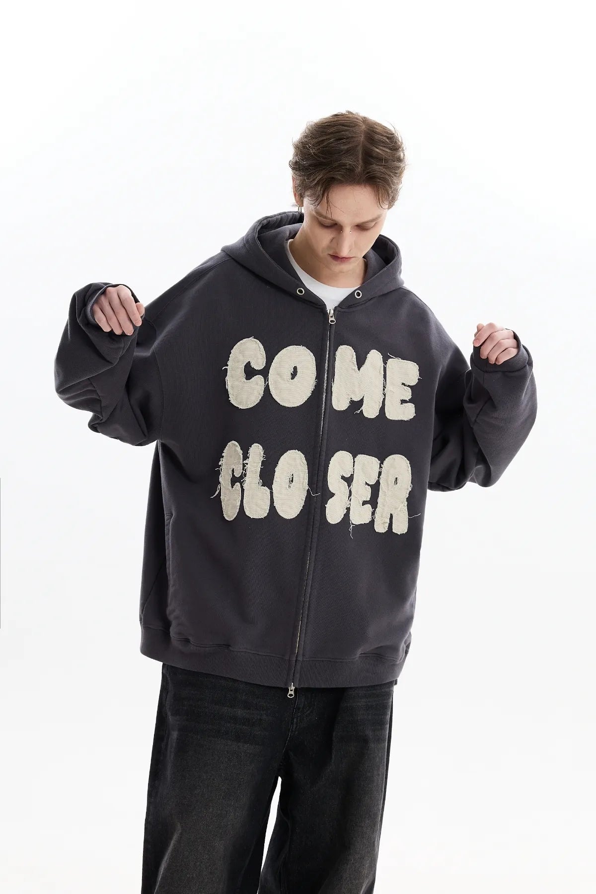 Come Closer Applique Hood Zip-Up