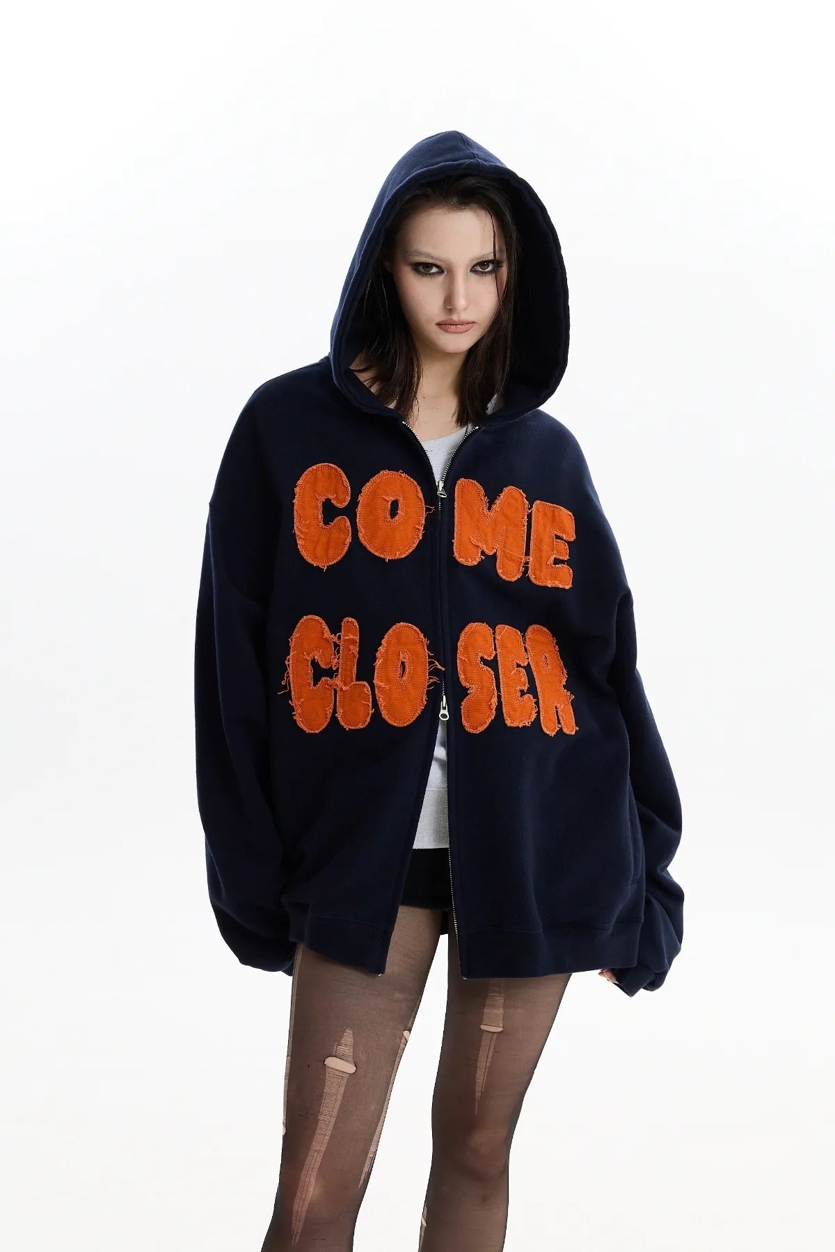 Come Closer Applique Hood Zip-Up