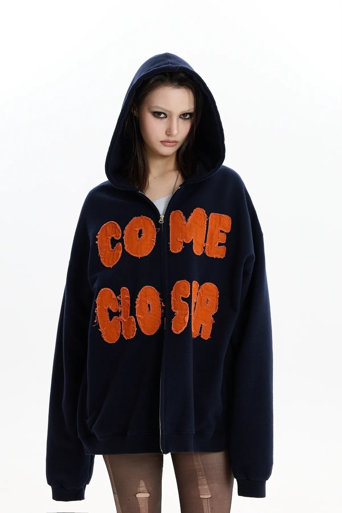 Come Closer Applique Hood Zip-Up