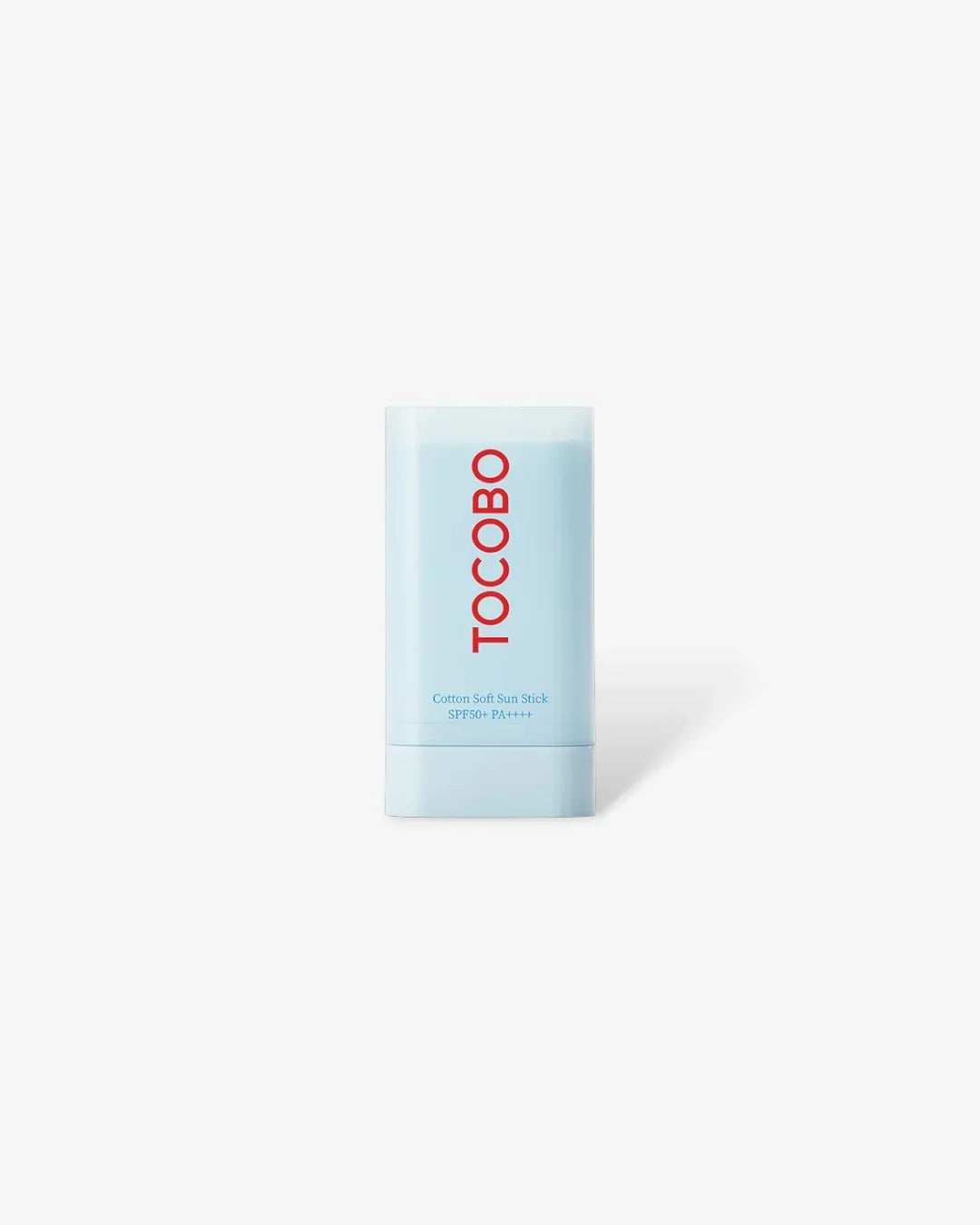 TOCOBO Cotton Soft Sun Stick SPF50+ PA++++ in light blue container on white background