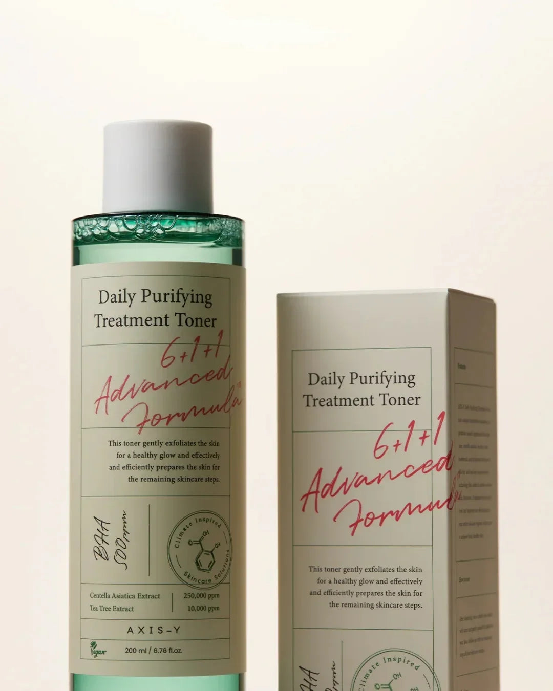 Daily Purifying Treatment Toner 200ml bottle and packaging with advanced 6+1+1 formula and BHA skincare ingredients