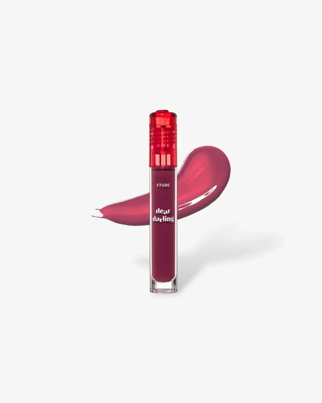 Etude Dear Darling water gel lip tint in Potato Red with lip color swatch on white background