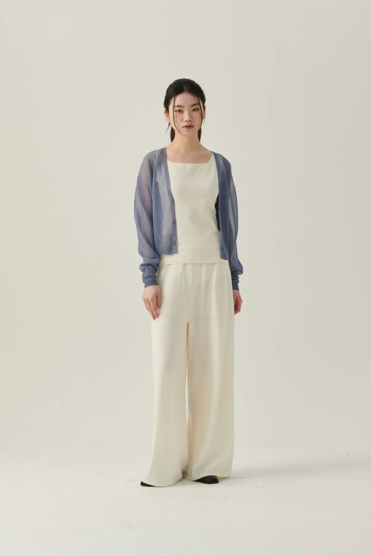 Deep V Sheer Cardigan