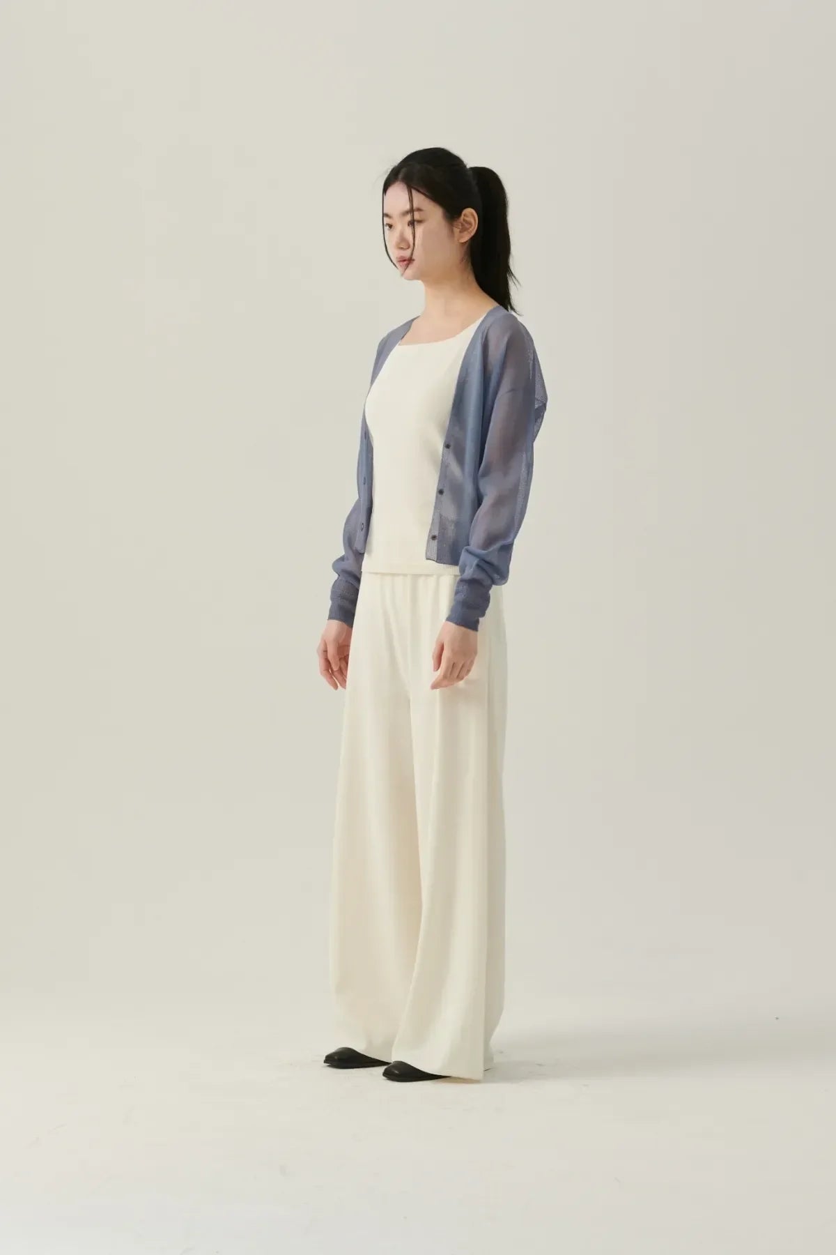 Deep V Sheer Cardigan