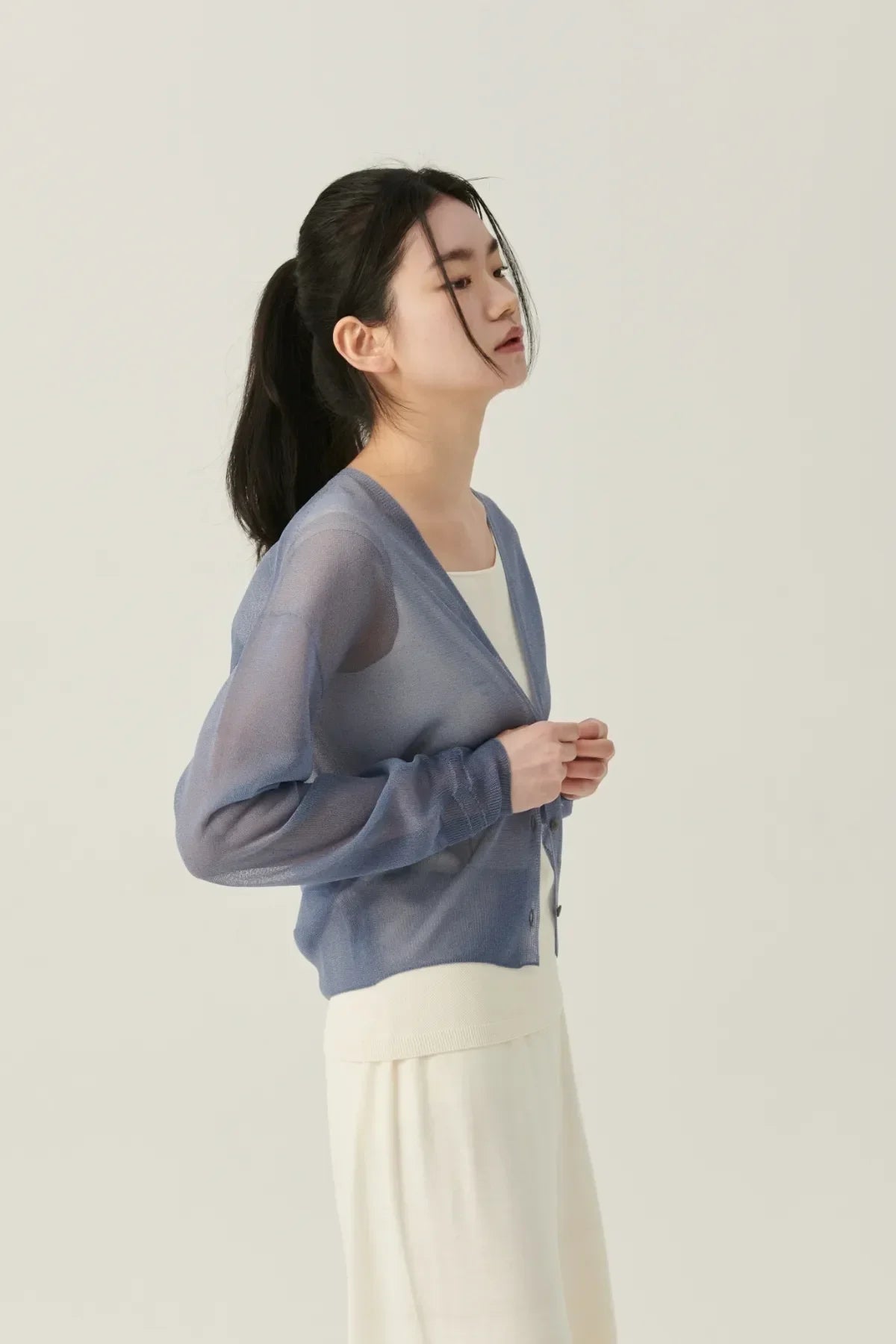 Deep V Sheer Cardigan