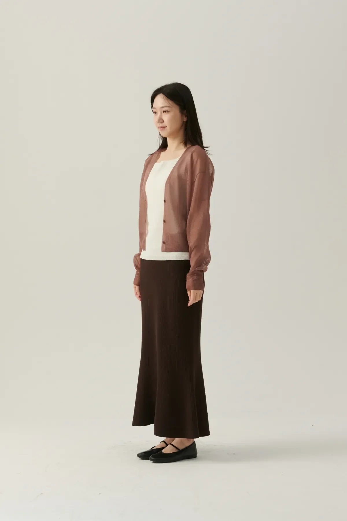 Deep V Sheer Cardigan