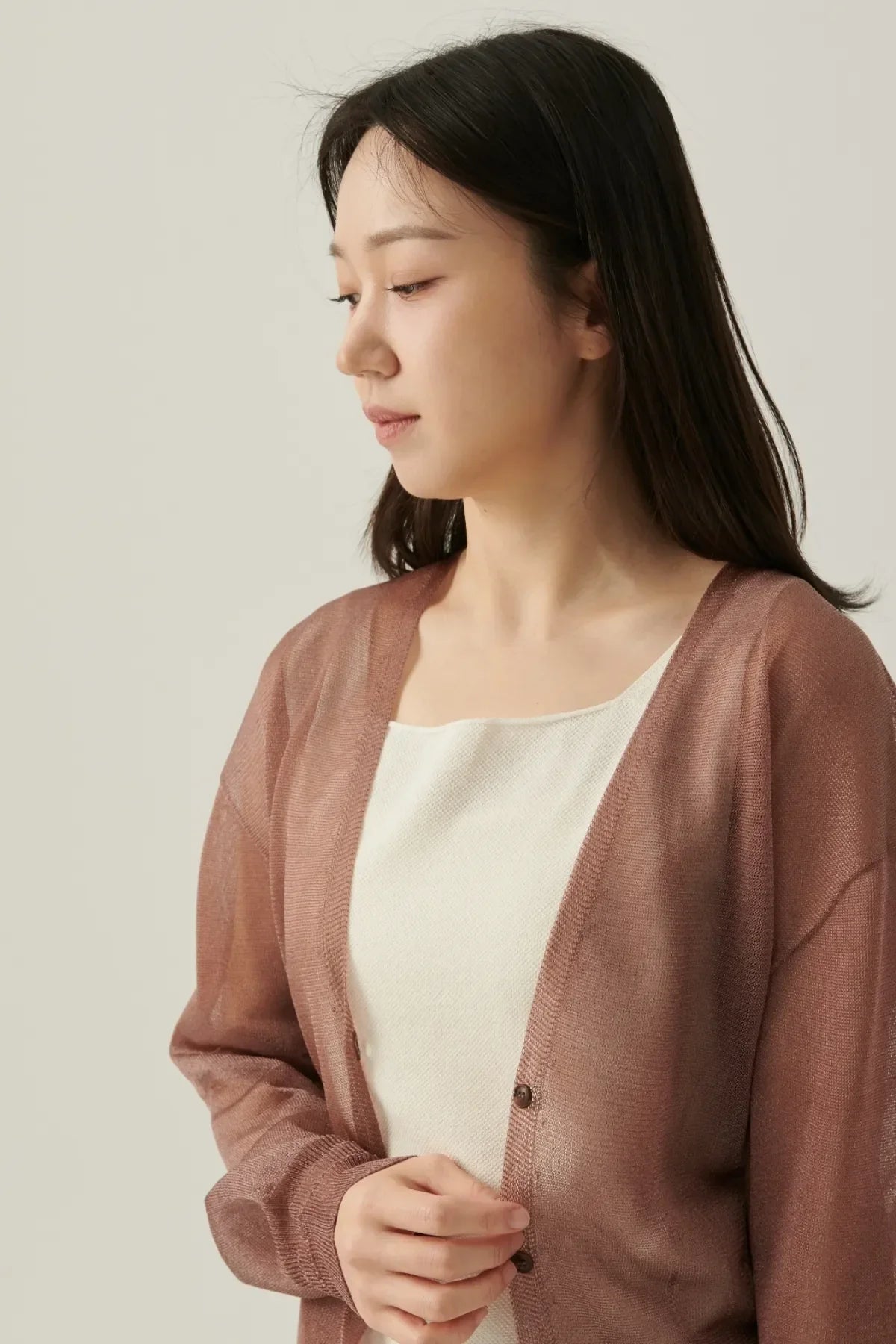 Deep V Sheer Cardigan