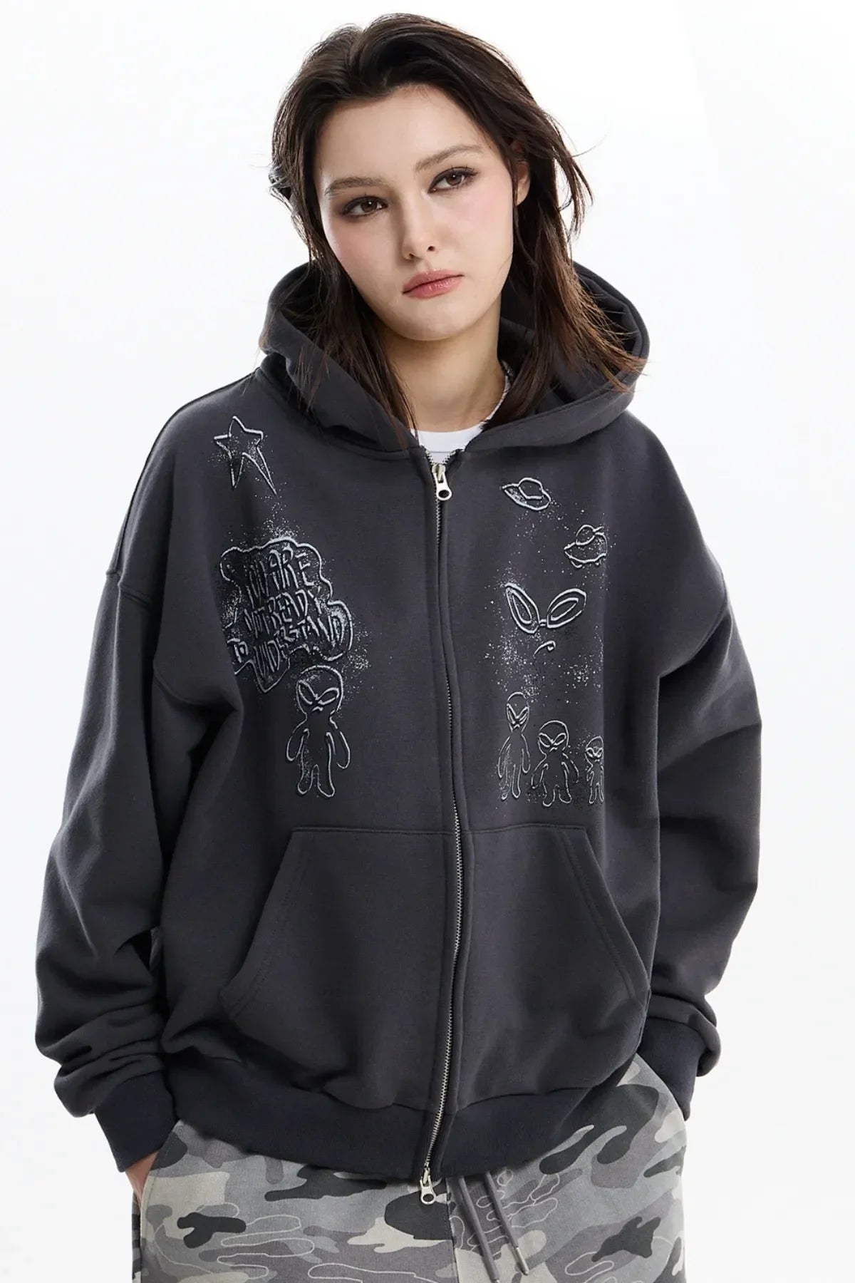 Doodle Alien Hood Zip-Up