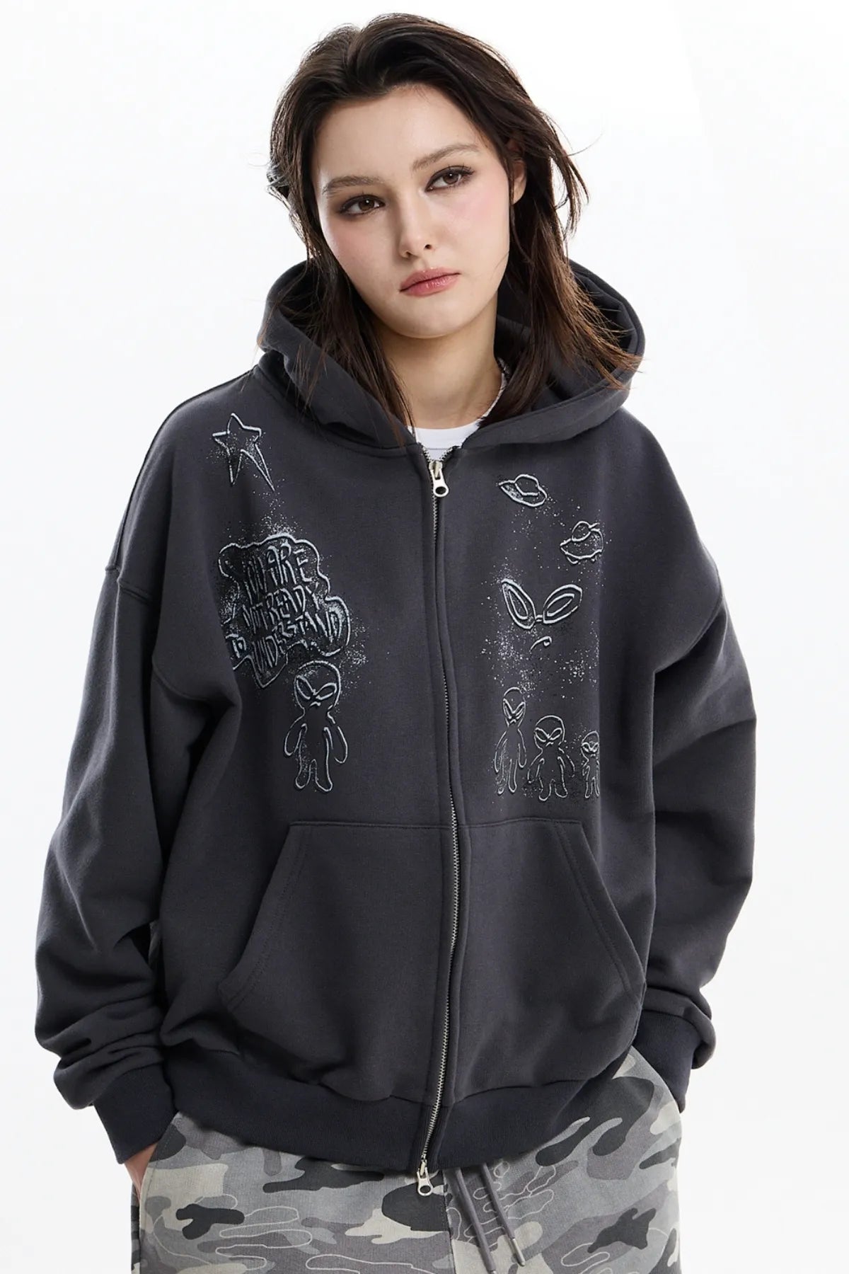 Doodle Alien Hood Zip-Up